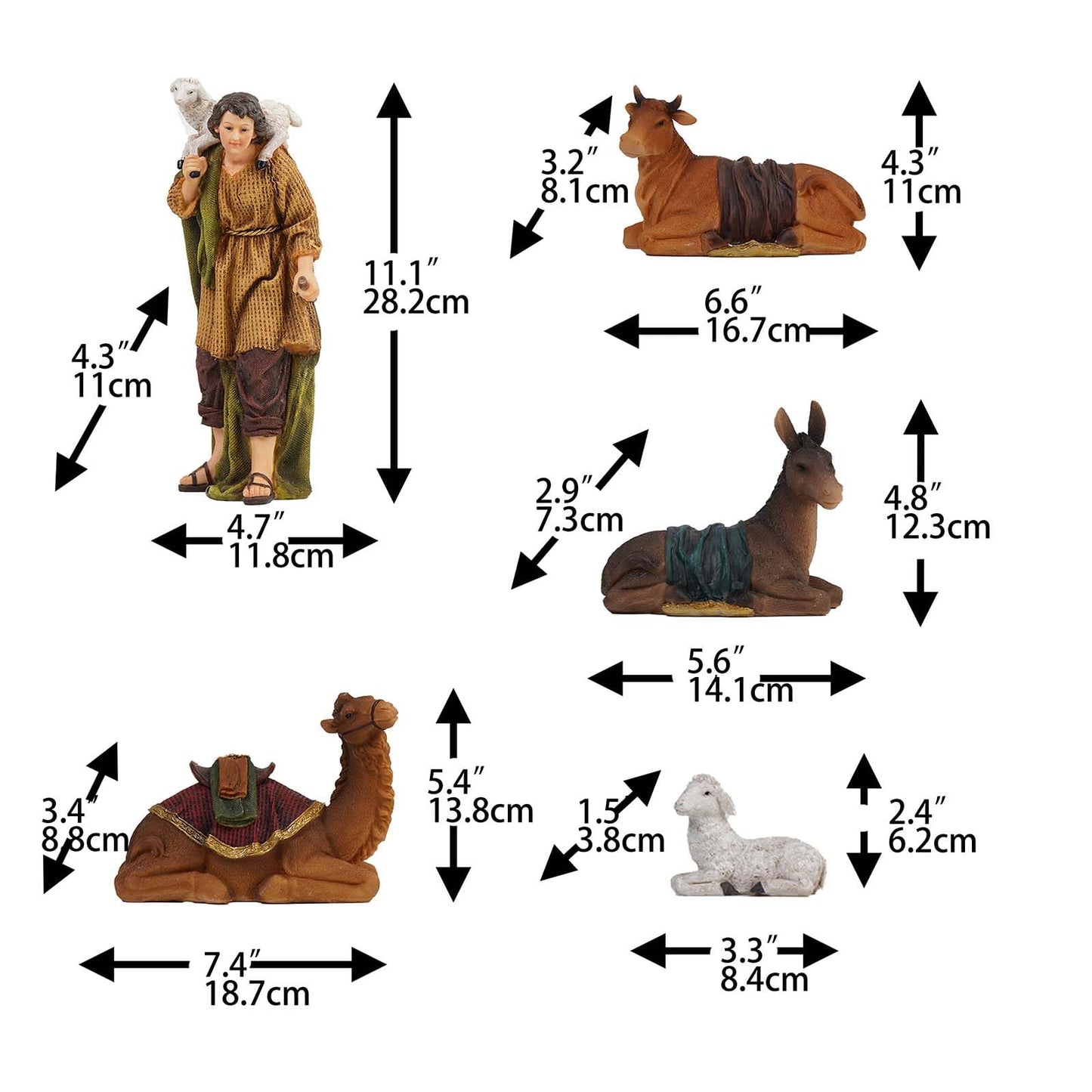 Zayton Nativity Set Christmas Indoor 12 Pcs 12 Inch Scene Statue Figurines Jesus Manger Crib Ornament Church Xmas Home Catholic Religious Decoration