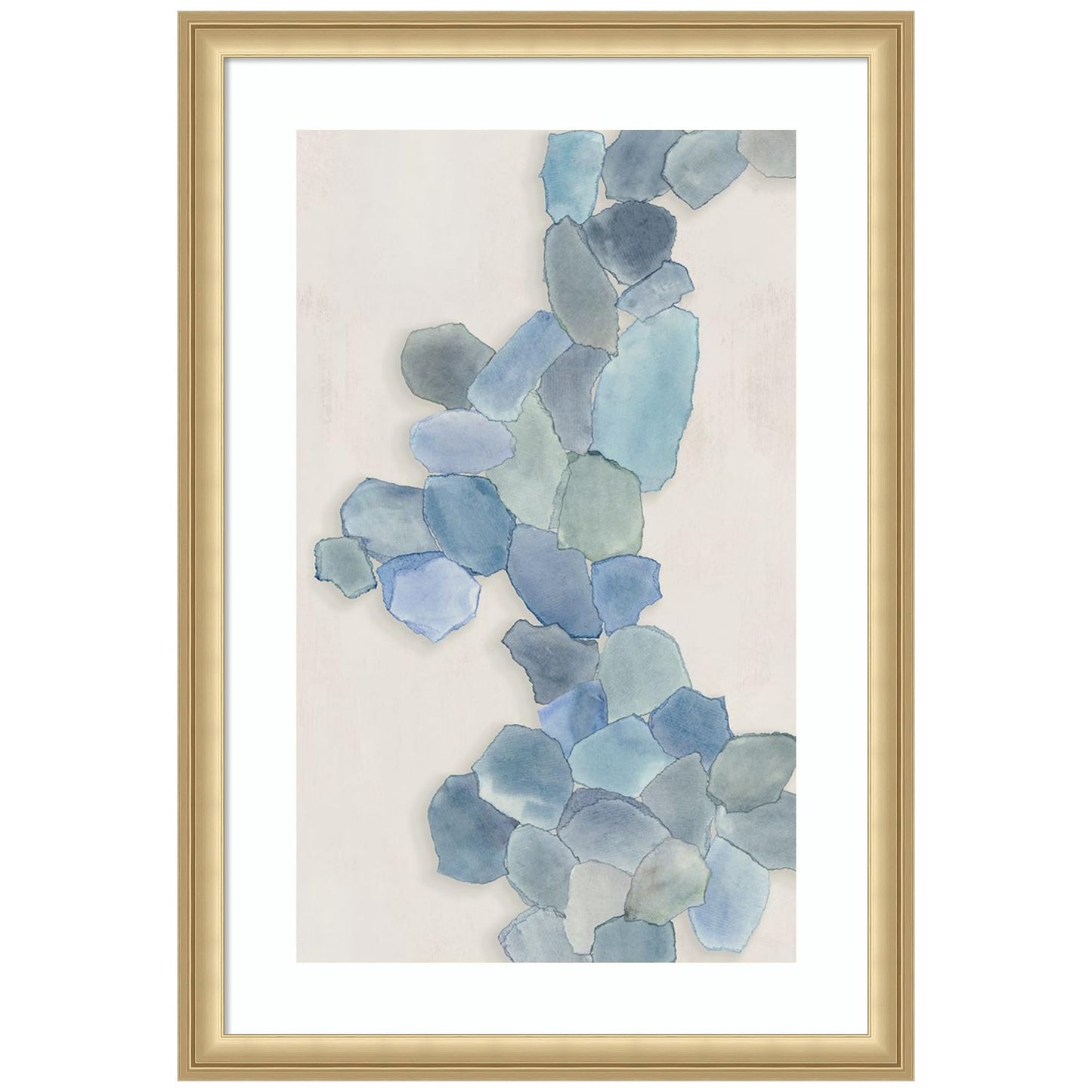 Amanti Art Framed Wall Art Print 26x18 Soft Blue Mosaic Cascade by Hannah Dawson, Abstract Wall Art, Modern Decor, Medium Poster Painting Artwork for Living Room, Bedroom, Bathroom, Kitchen, Office