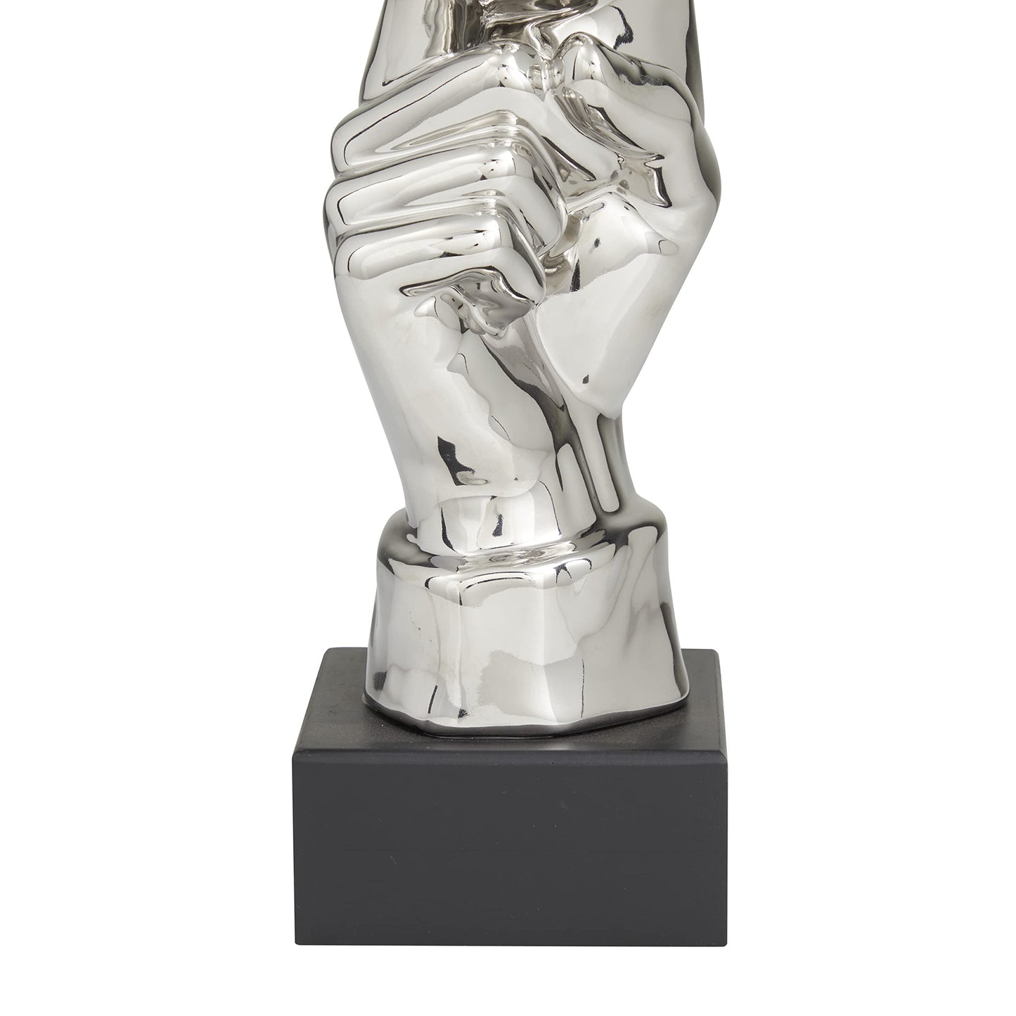 Deco 79 Polystone Mask Decorative Sculpture Quiet Gesture Home Decor Statue, Accent Figurine 5" x 5" x 17", Silver