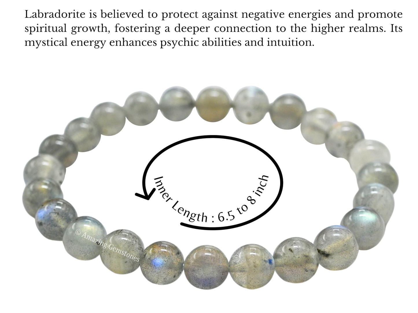 Amazing Gemstone Crystal Bracelet for Women Men's Gifts - Protection Healing Crystal Bracelet - 8mm Gemstone Beaded Stretchable Bracelet Pulseras Para Hombres Mujer Stocking Stuffers Mothers Day Gift (Labradorite)