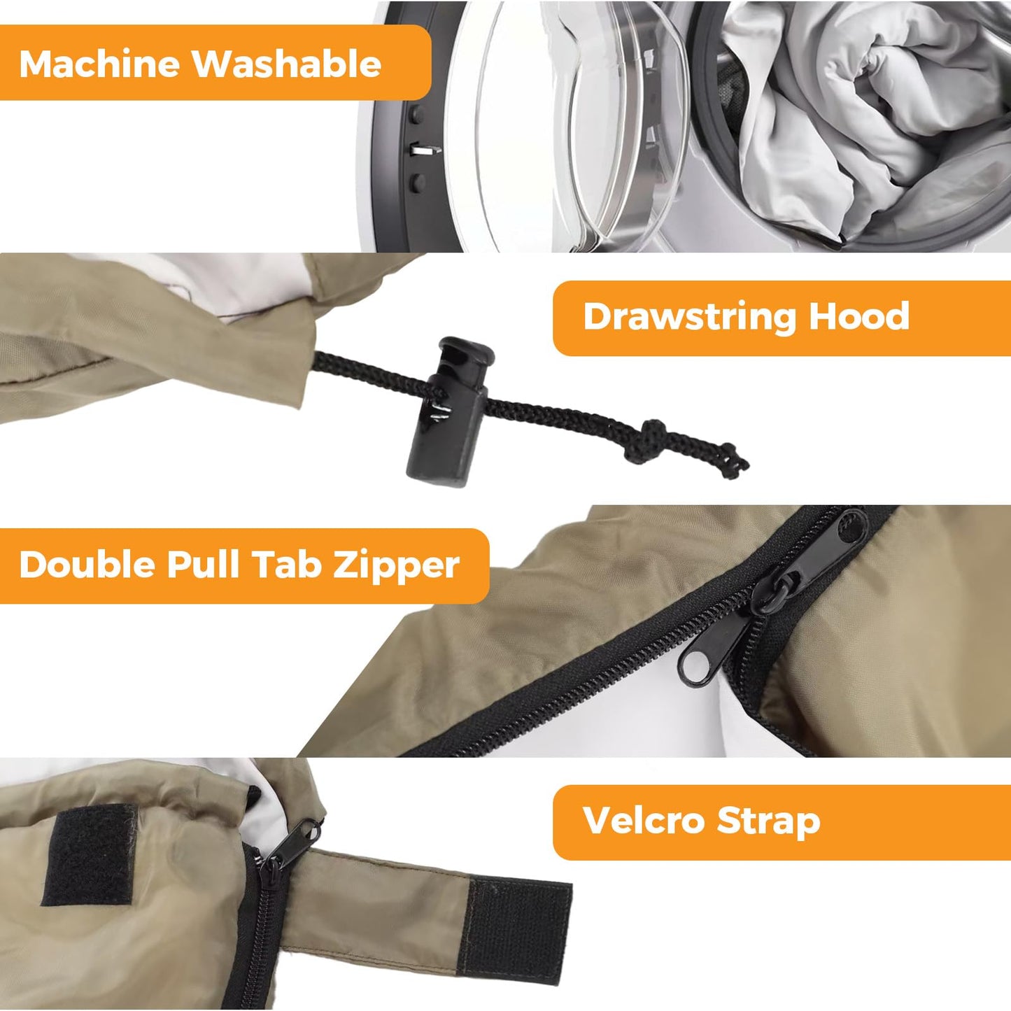 NEWBULIG Double Sleeping Bag for Adults with 2 Pillows, XL Waterproof Lightweight Machine Washable Sleep Bag Cold Weather, 3-Season for Camping/Hiking/Backpacking, 2-in-1 Converts to 2 Singles