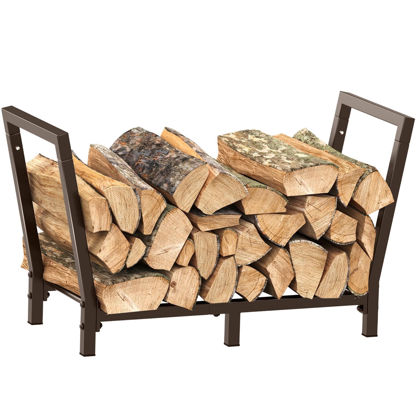 Minicloss 34 Inch Firewood Rack Outdoor Indoor, 2.7ft Wood Storage Rack Stand, Heavy Duty Fire Wood Holder for Fireplace（Bronze）