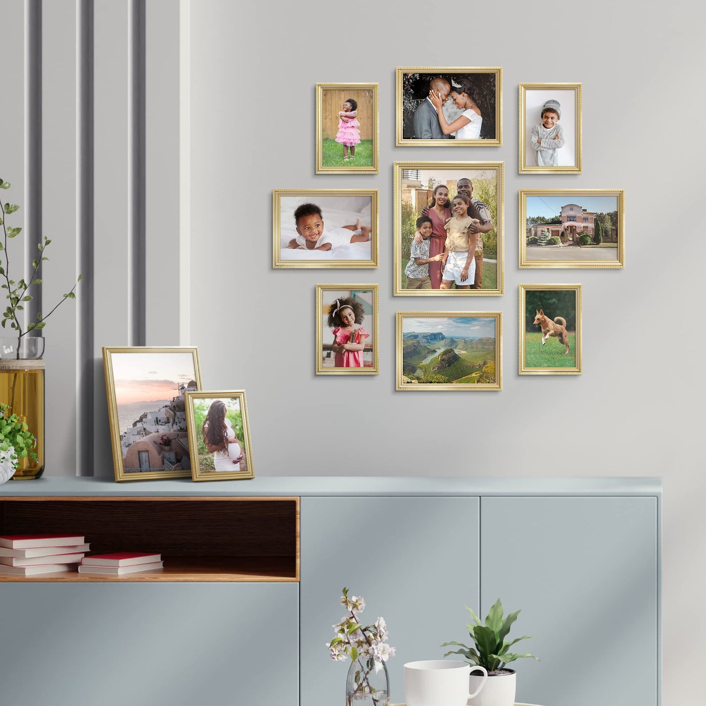 Icona Bay 5x7 Gold Picture Frame Beautifully Detailed Molding, Contemporary Picture Frame Set, Wall Mount or Table Top, Inspirations Collection