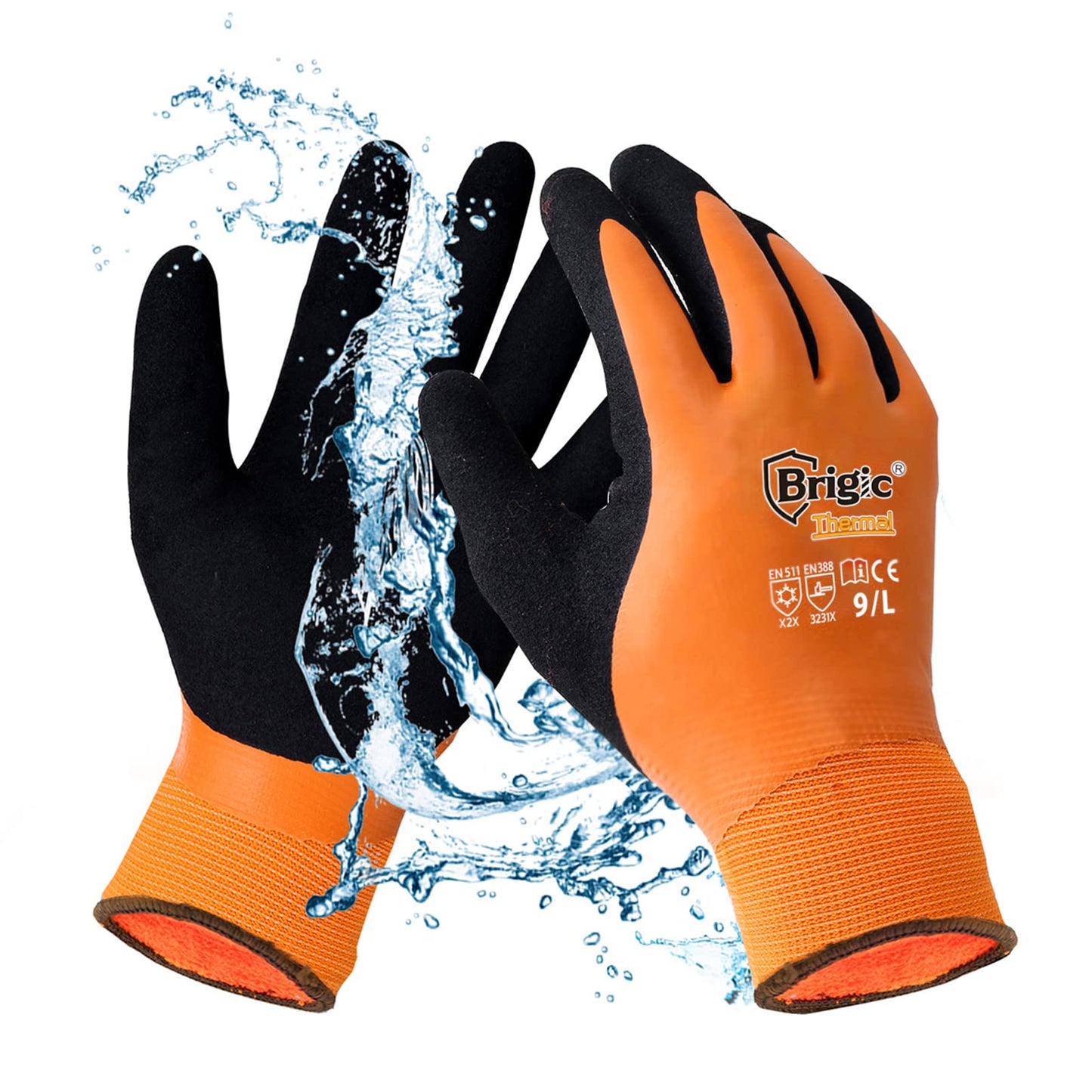 Brigic Winter Work Gloves for Men, Waterproof Work Gloves for Cold Weather, Insulated Freezer Gloves, Keep Working at 0℃/32℉, XL 1 pair