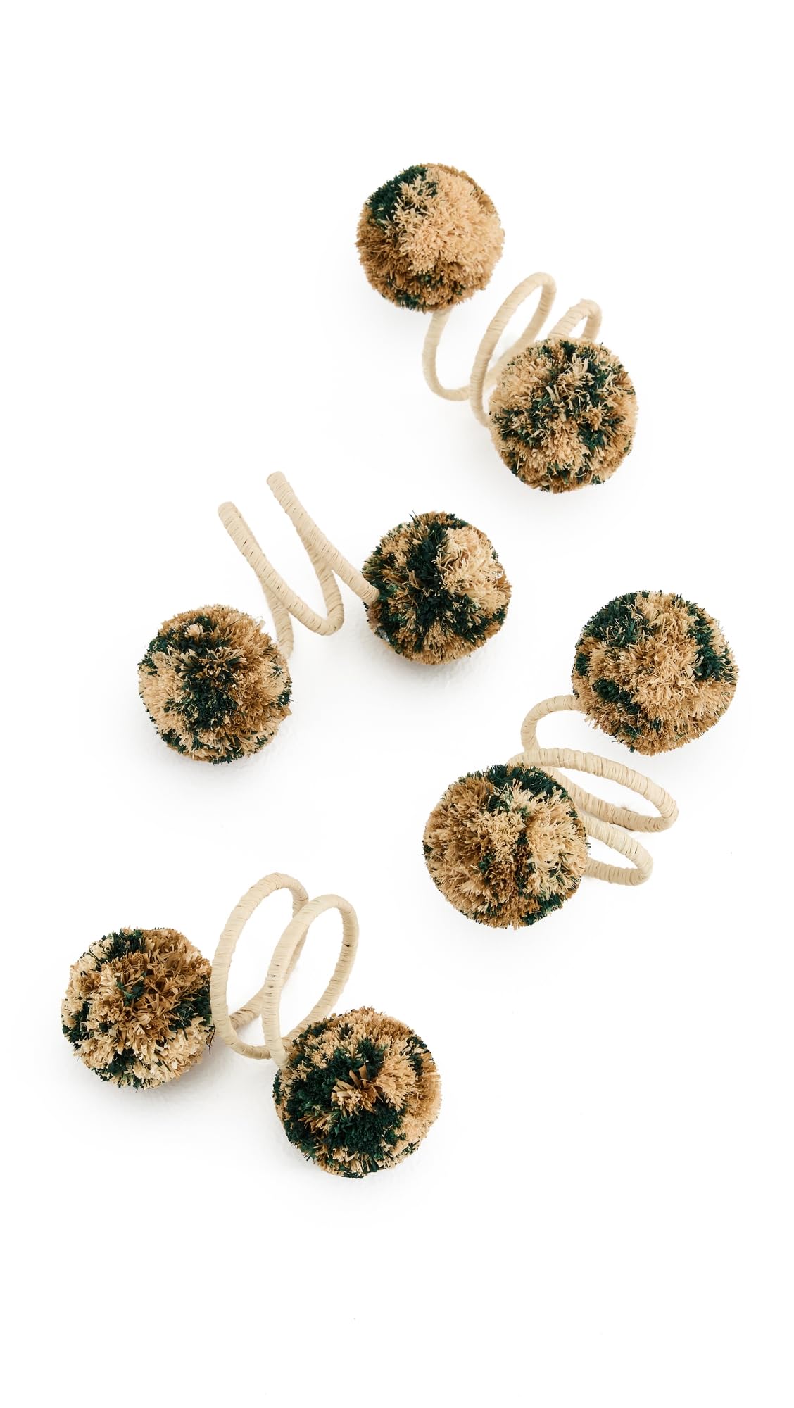 Kim Seybert Women's Casbah Napkin Rings Set of 4, Natural/Green, One Size