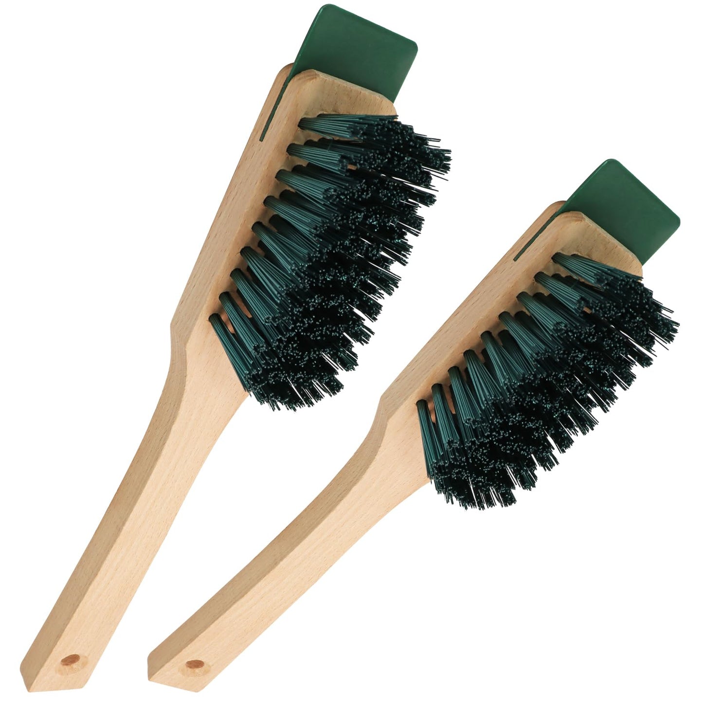 Opfiue 2PCS 12.3 Inch Lawn Mower Scrub Brush,Stiff Bristle Brush with Scraper, Scraper Brush for Outdoor Garden Mower Deck Cleaning(Green)