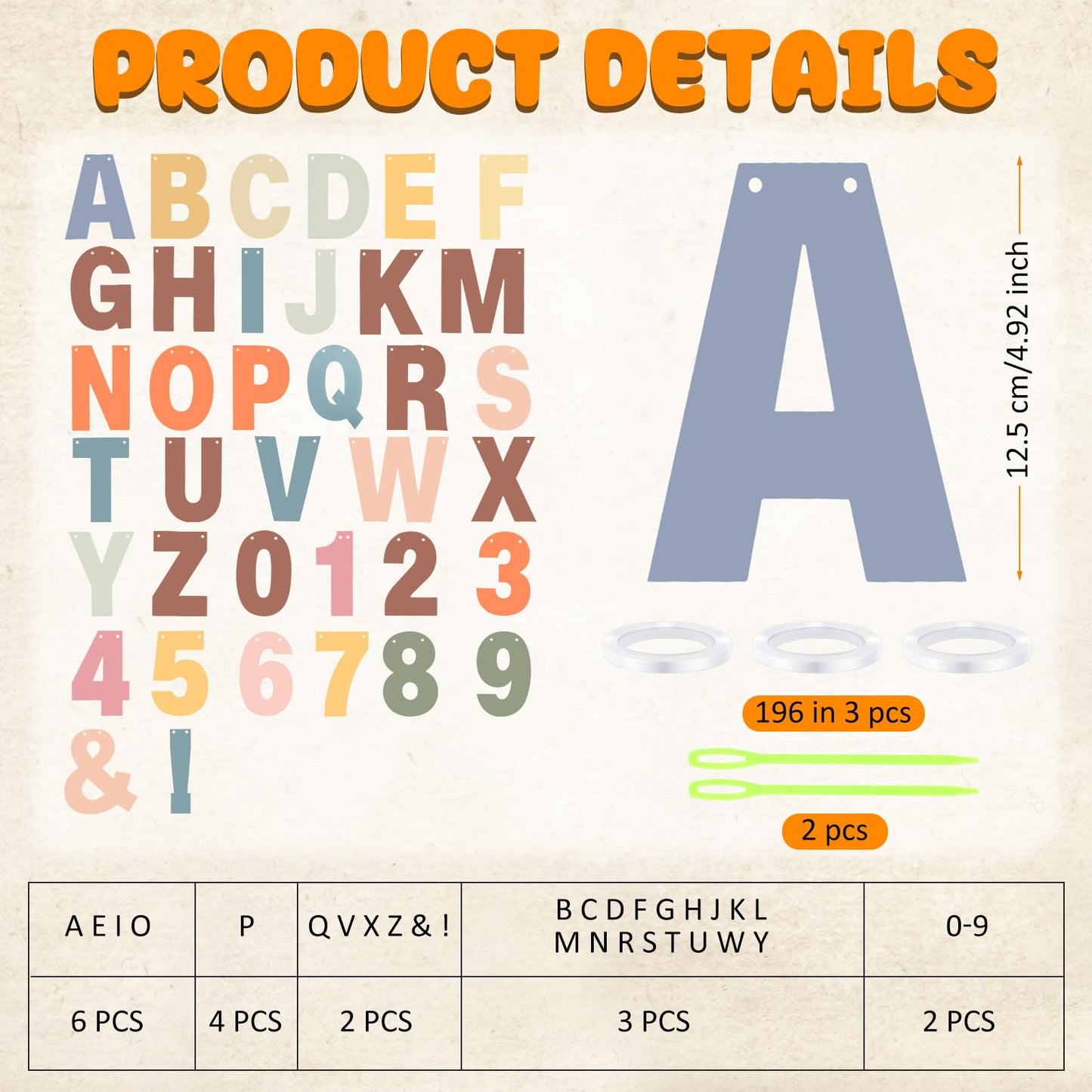 Kosiz 116 Pcs DIY Letter Custom Banner Boho Customizable Banner Kit Including 111 Letters Numbers 3 Rope 2 Threading Device for Home School Classroom Spring Birthday Decor