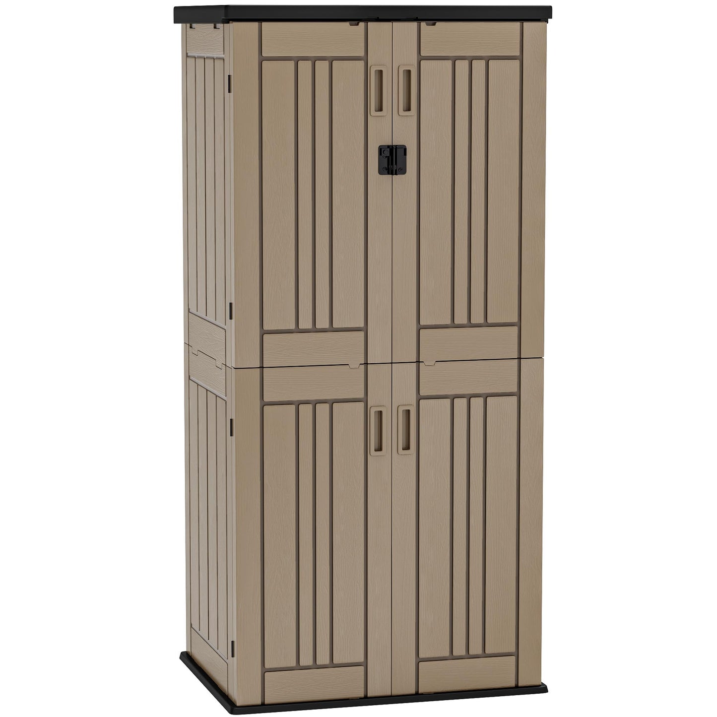 YITAHOME Outdoor Tall Storage Cabinet with 4 Shelves, Waterproof Resin Vertical Tool Shed, Lockable 30 cu. ft. Storage Shed for Patio, Garden, Yard, Brown