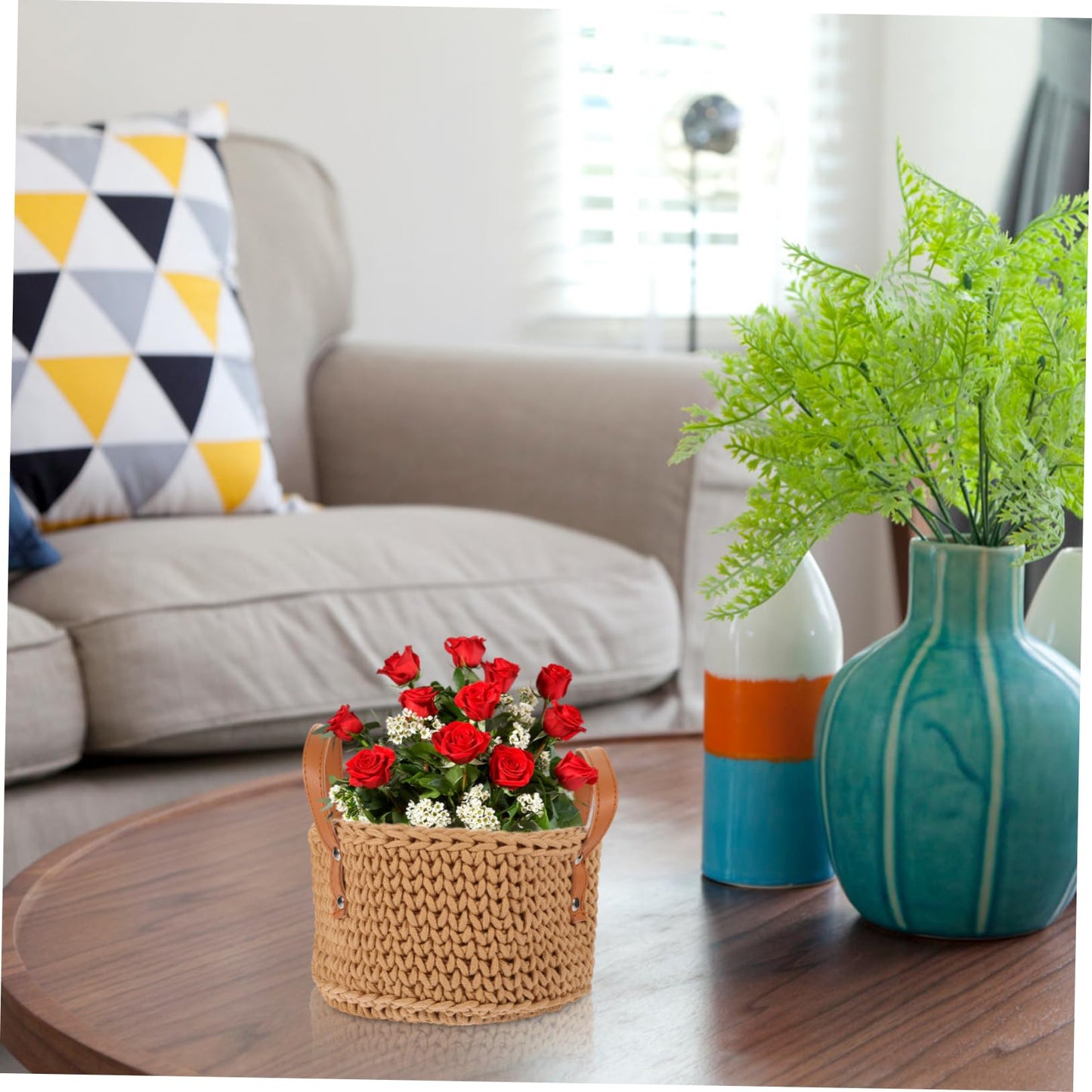 STOBAZA 1pc Cotton Rope Basket Woven Storage Basket Natural Rope for Home Organization
