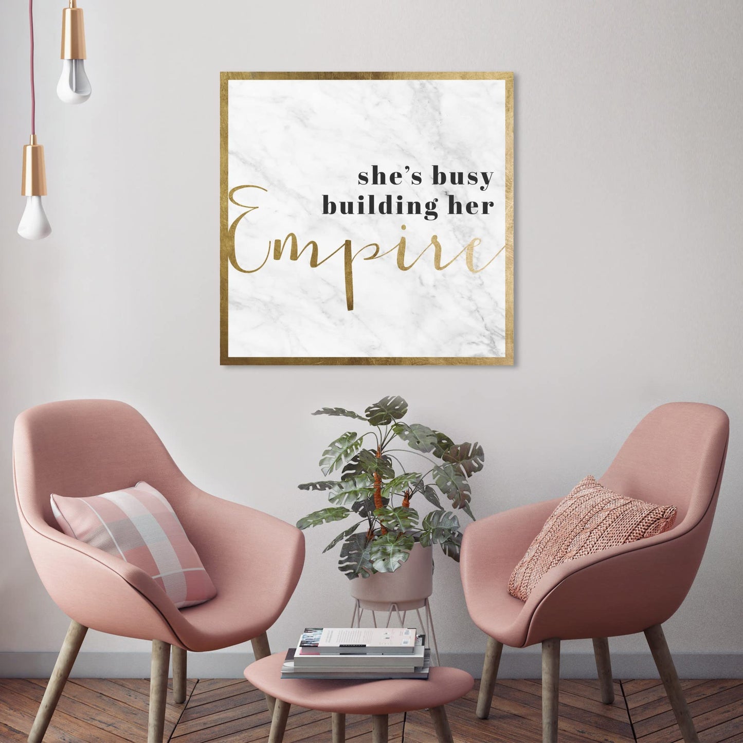 The Oliver Gal Artist Co. Typography and Quotes Wall Art Canvas Prints 'Building Her Empire' Empowered Women Quotes and Sayings
