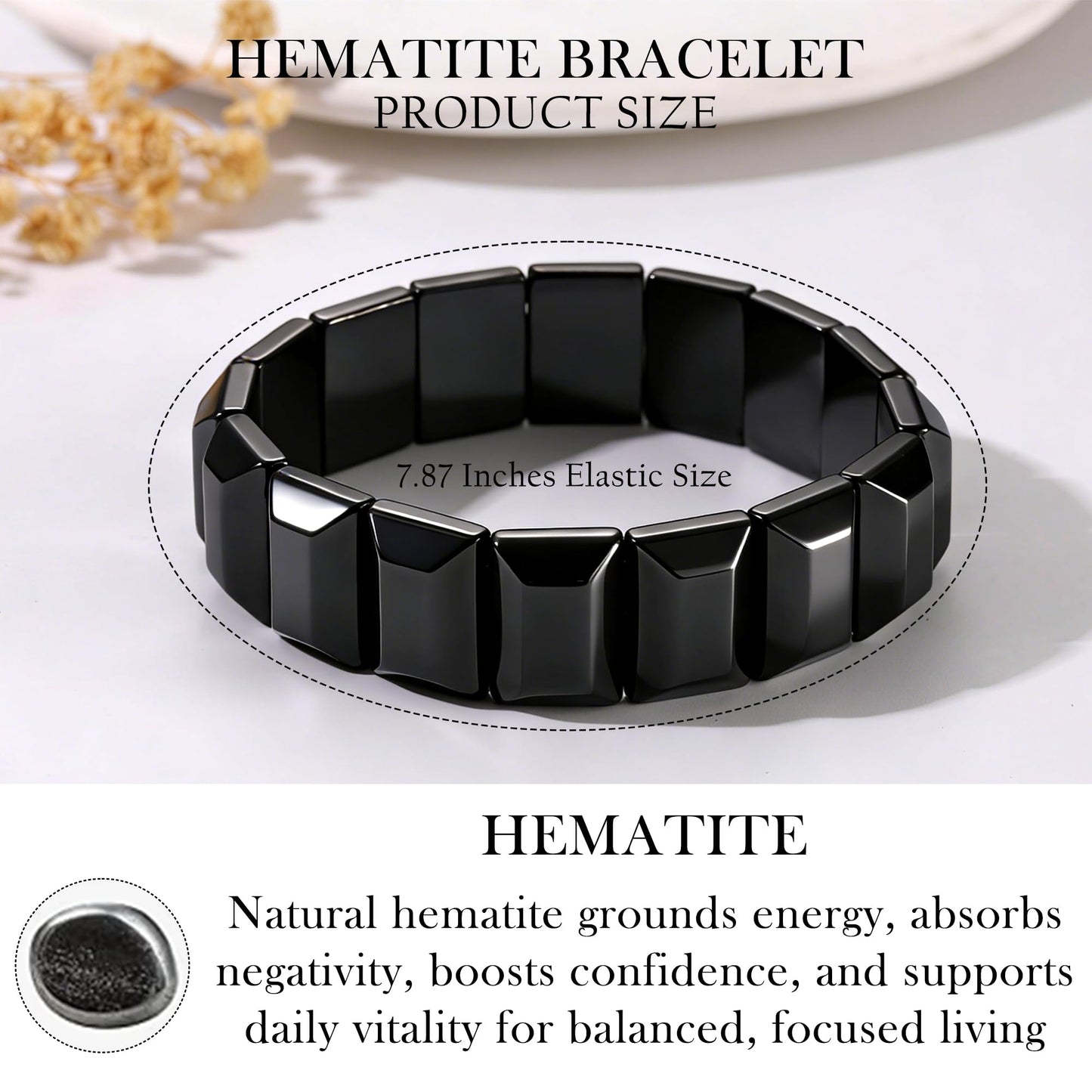 DONYUDE Fathers Day Dad Bracelet Gifts from Daughter Son Hematite Bracelet Men Black Square Crystal Bracelets Dad Birthday Inspirational Gifts for Father Papa Daddy