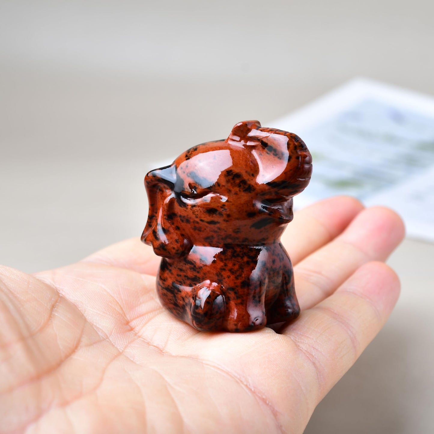 DZJXBZhu Red Obsidian Elephant Crystal Statue 2.0“ Healing Crstal Meditation Pocket Figurine Statue Gemston Hand Carved Polished Home Room Office Desk Decoration Gift Collect Gift for Woman