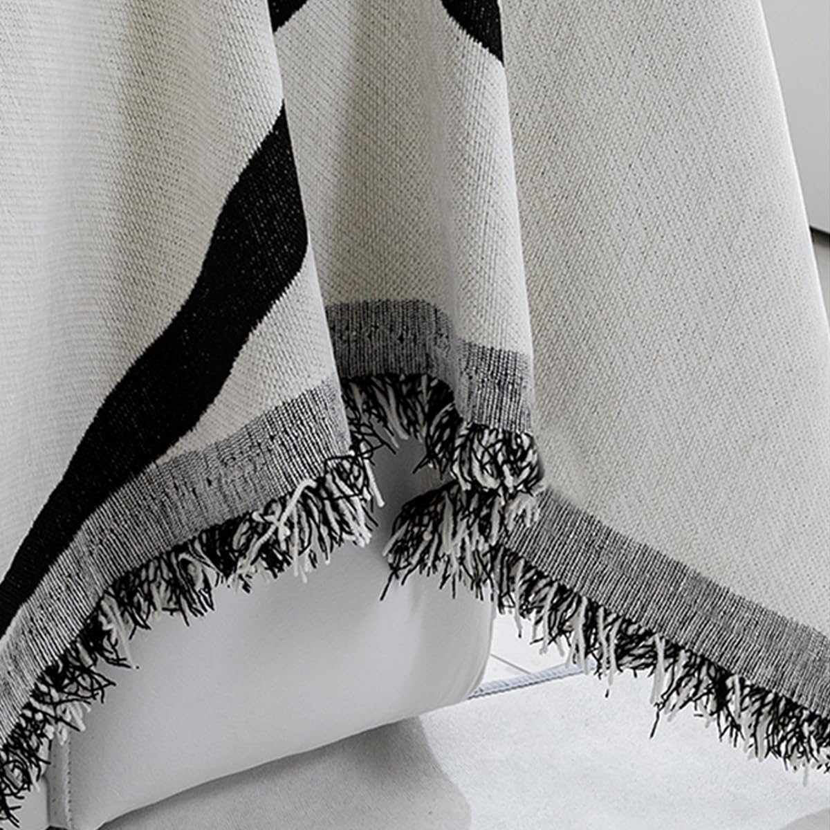ERICSF Black and White Double-Sided can Cover Chenille Sofa Towel Full Covers Cloth Four Seasons Universal Models Straight Row a Piece of Non-Slip Sets Cover (71 * 118 inch)