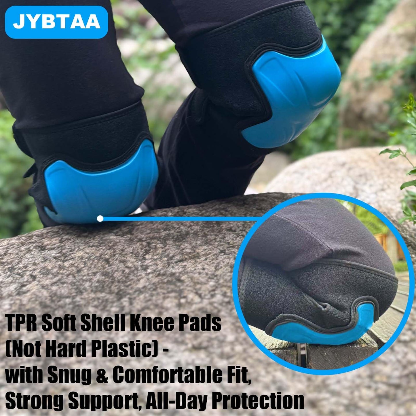 Construction Knee Pads for Men Women, Gardening Kneeling Pad with Non-slip Straps for Mechanical repair, Soft Working Kneepads for Roofing Skating Skateboard, Protective Foam Cushion, Blue L(1 Pair)