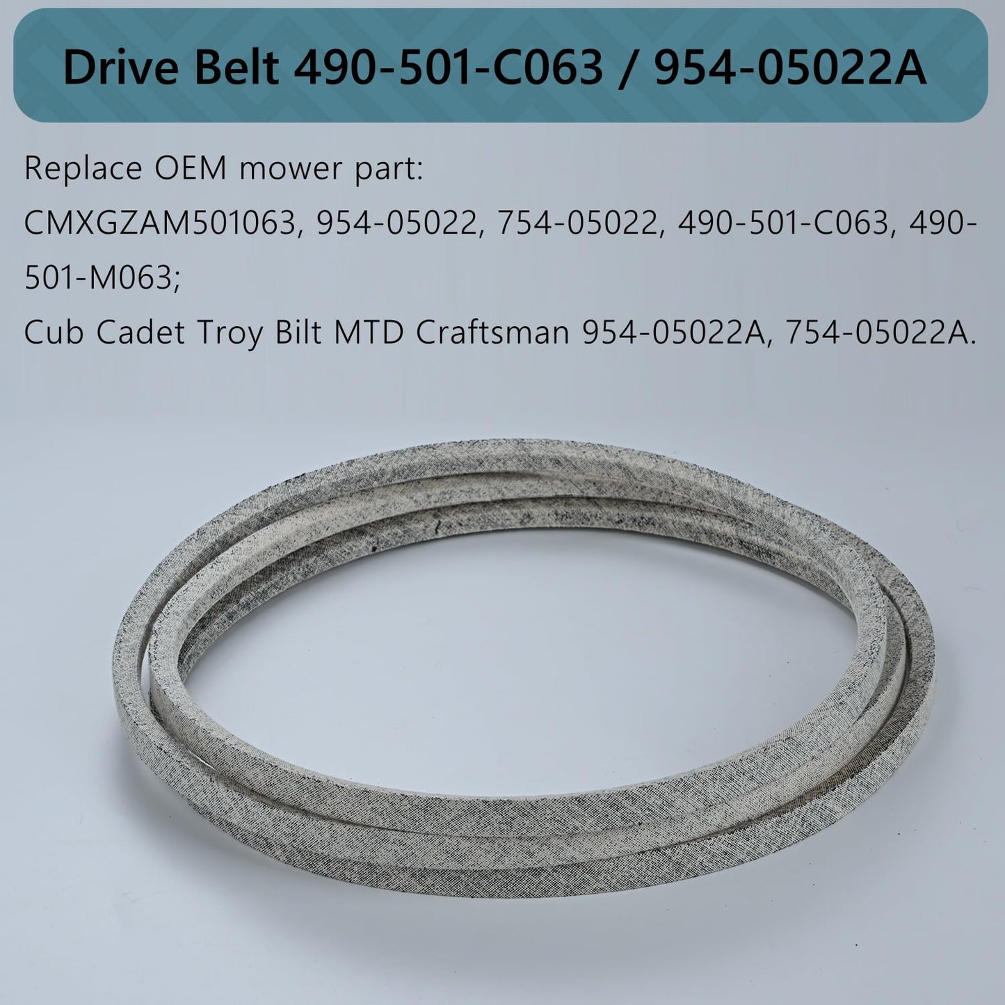1/2 x 108'' Drive Belt 490-501-C063 / 954-05022A, Mower Deck Belt for CUB Cadet 490-501-C063 Drive Belt 46" Deck 05022 XT1 XT2 LX46 LT46 954-05022A (490-501-C063/954-05022)