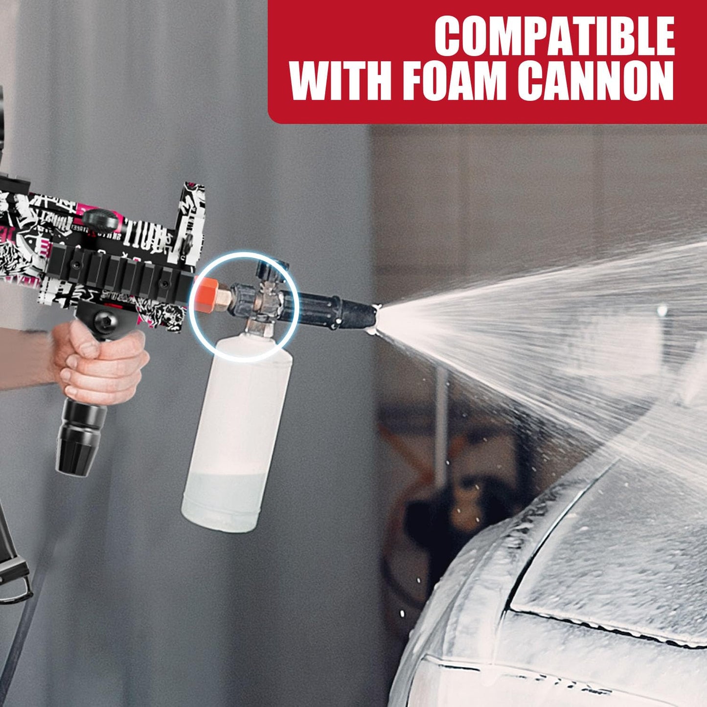 MP5 Model Pressure Washer Gun with Swivel & 4 Nozzles, 3600 PSI High Pressure Spray Gun with 3/8" Quick Connect Plug, Swivel Gun Compatible with Foam Cannon, Power Washer Accessories (Purple)