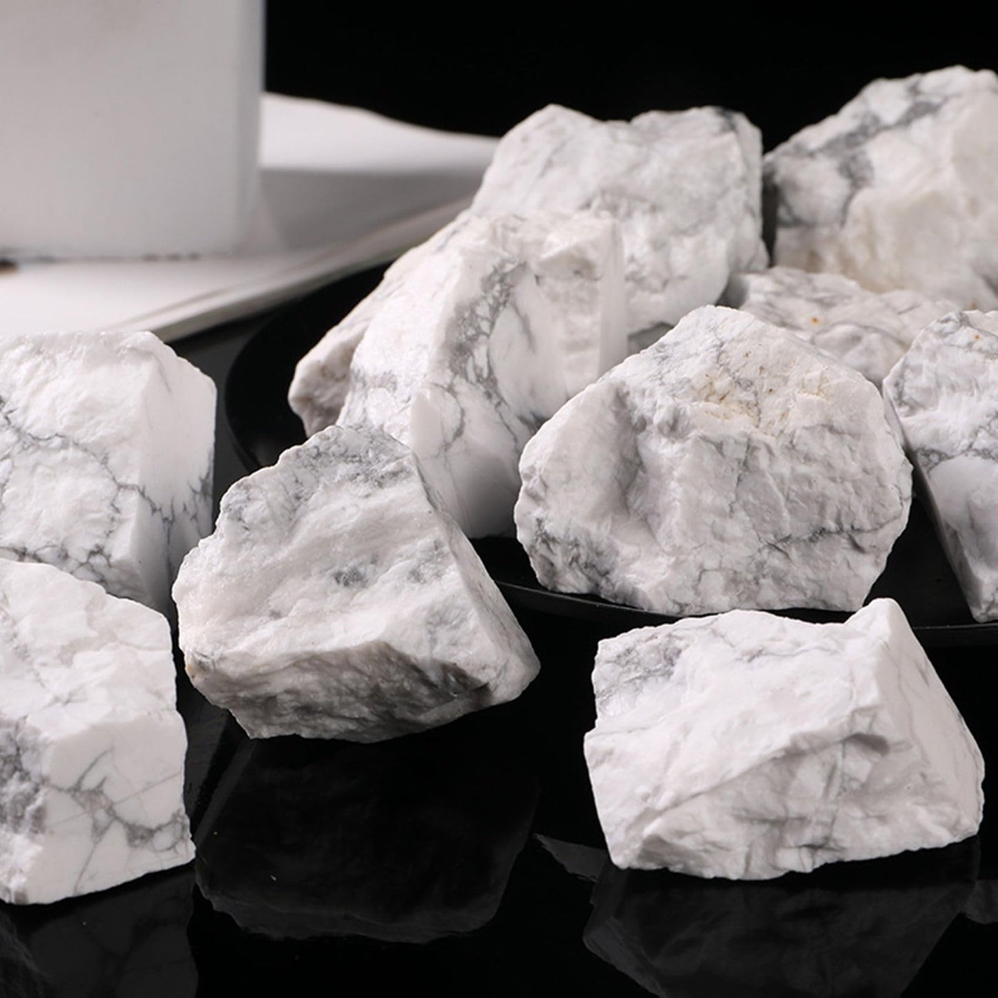Howlite Raw Crystals Healing Crystals Natural Rough Stones 1.2-2" for Tumbling, Fountain Rocks, Yoga, Meditation, Polishin, Gift 21