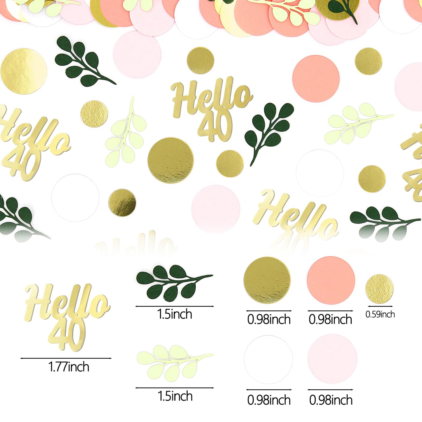 Vofrise 300PC 40TH Birthday Confetti for Table Pink and Sage Green Happy 40TH Birthday Decorations for Women Dots Hello 40 Confetti Scatters Forty Party Decor Supplies