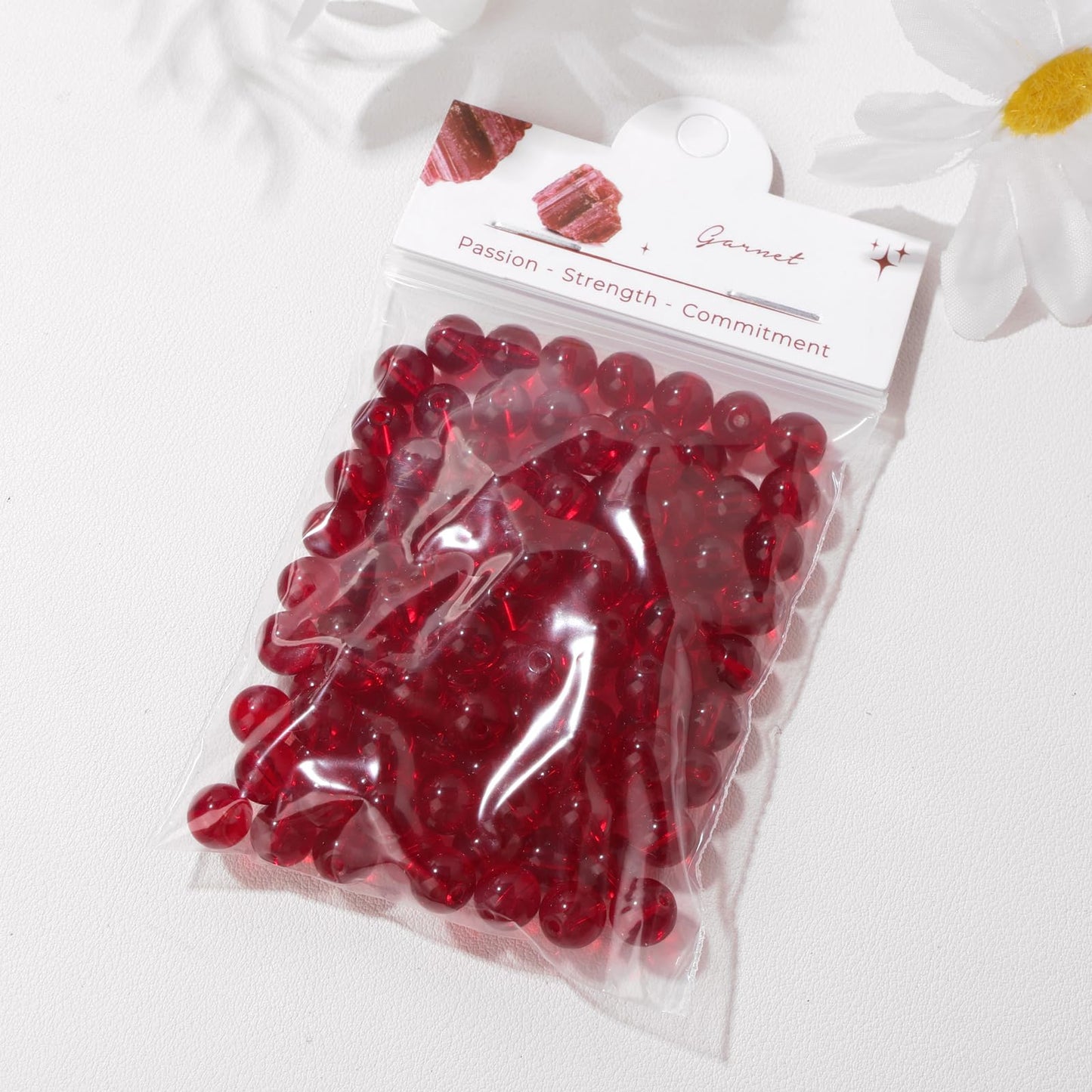 Raicegs 100pcs 8mm Garnet Beads Natural Gemstone Beads Round Loose Beads for Jewelry Making DIY Bracelets Necklace