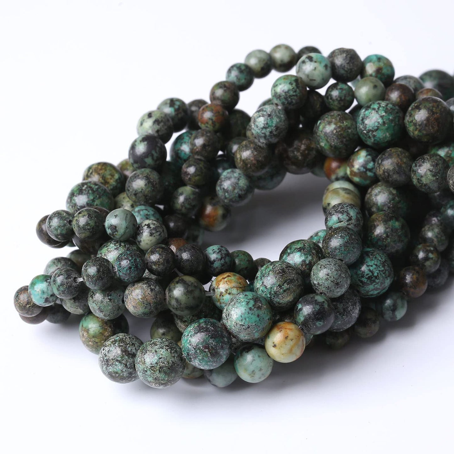 African Turquoises Stone Natural Stone Beads Gems Round Loose Beads Jewelry Making DIY Bracelet Necklace Accessory 1 Strand 60PCS 6MM 15"