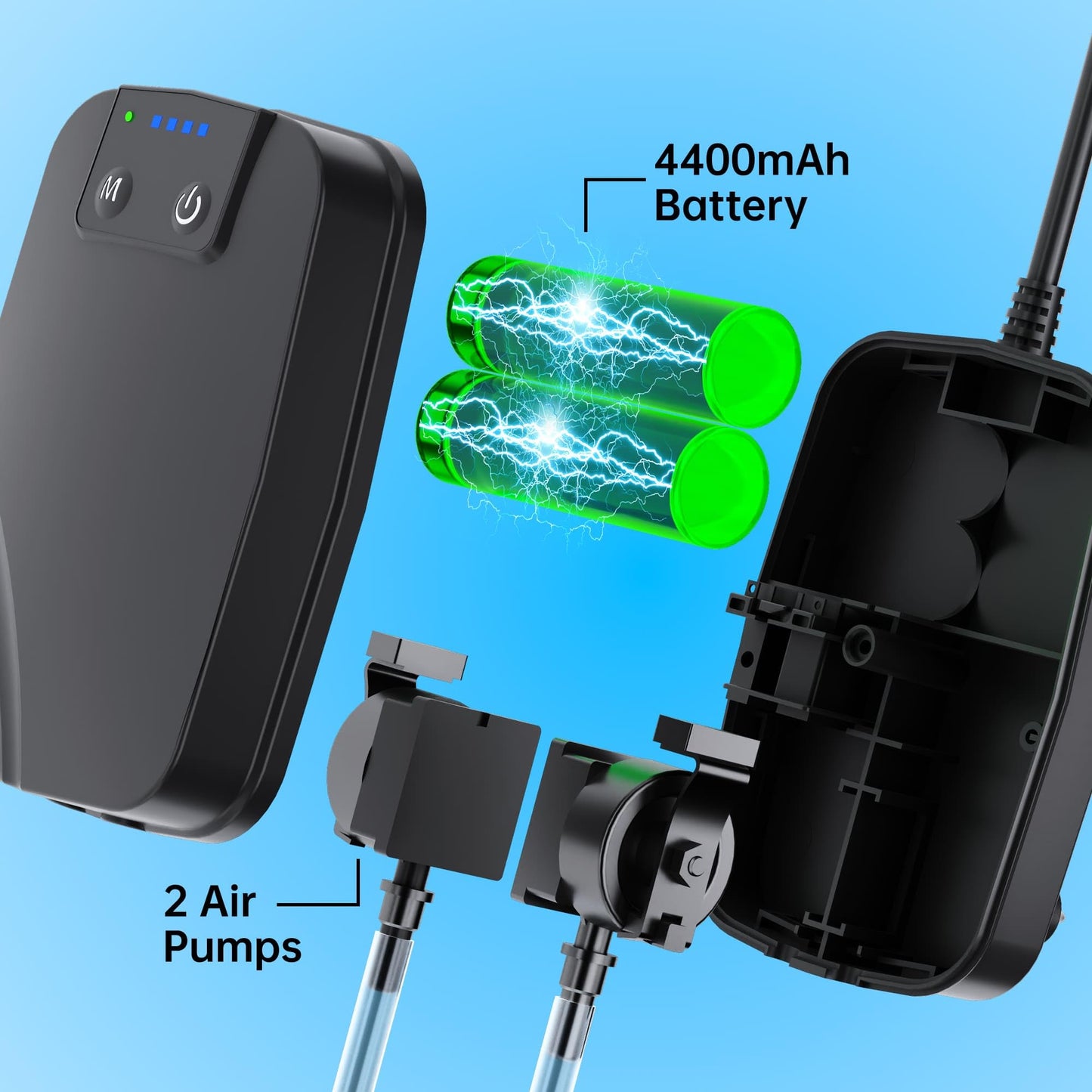 Biling 8W Solar Pond Aerator, 4400mAh Battery Backup Solar Aerator for Pond, 3 Working Modes Solar Air Pump for Outdoor Small Pond Fish Tank