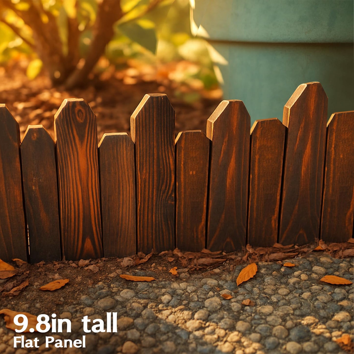Wood Garden Edging for Landscaping, Round Log Fence Border for Flower Beds, Heavy-Duty Carbonized Pine with Rustic Look, Pre-Connected Natural Logs for Outdoor Paths and Lawns (11.8" H x 35" L, 1Pack)