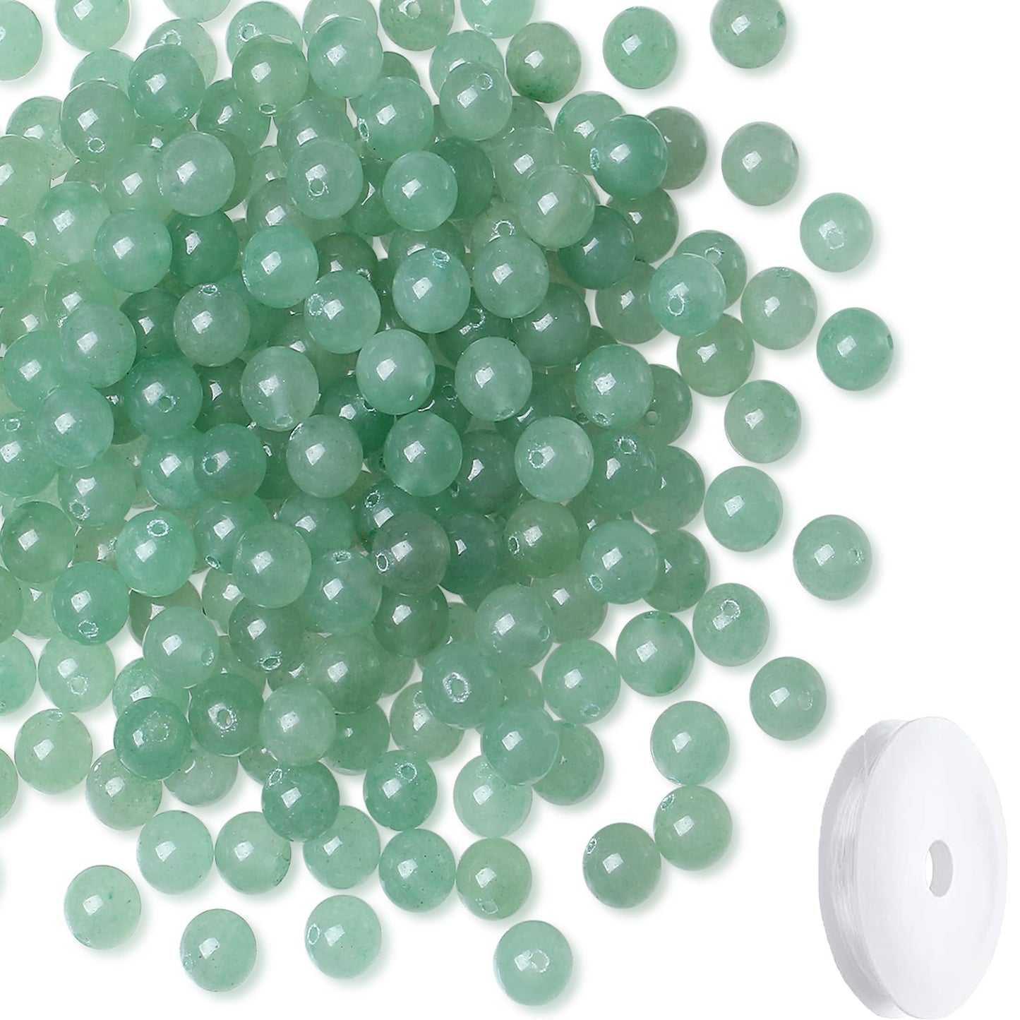 NUKAYAI Natural Green Aventurine Beads 100Pcs 8mm Crystal Beads Loose DIY Round Stone Bead for Bracelet Necklace Earrings Making