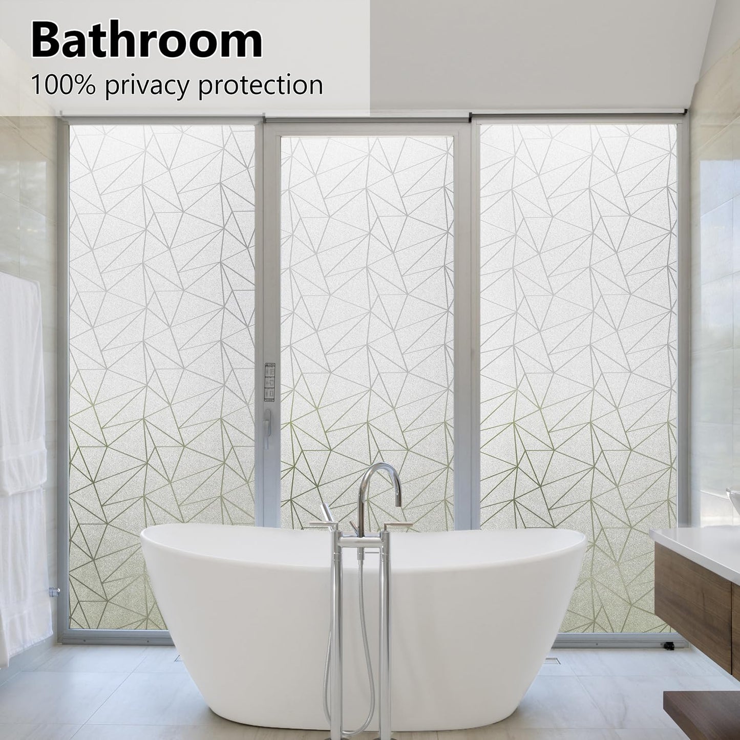 NINETREX Window Privacy Film Frosted Glass Window Clings Decorative Coverings Non-Adhesive Sun Blocking Stickers for Home Office Garage,17.5 x 78.7Inches