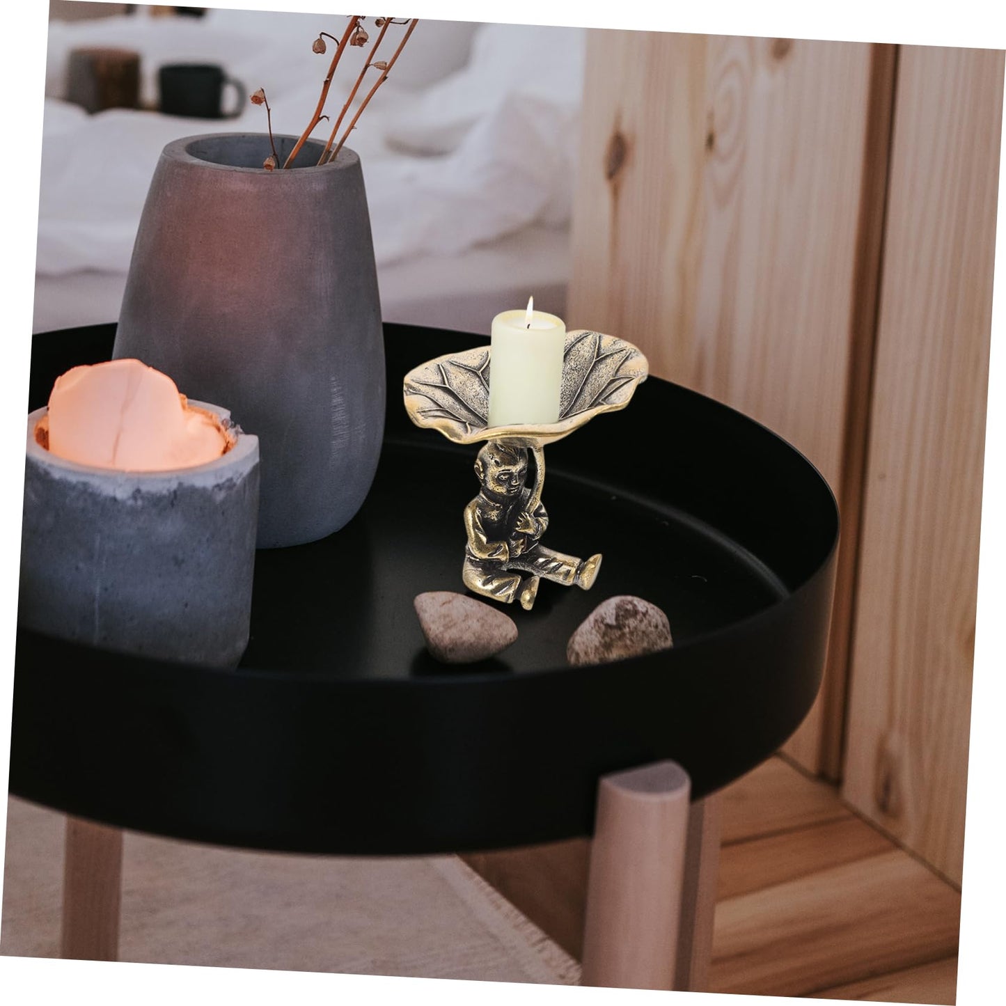 Cabilock Lotus Leaf Tealight Candle Holder Unique Candle Stand for Teacups Decorative Tabletop Accent for Living Room Bedroom and Parties
