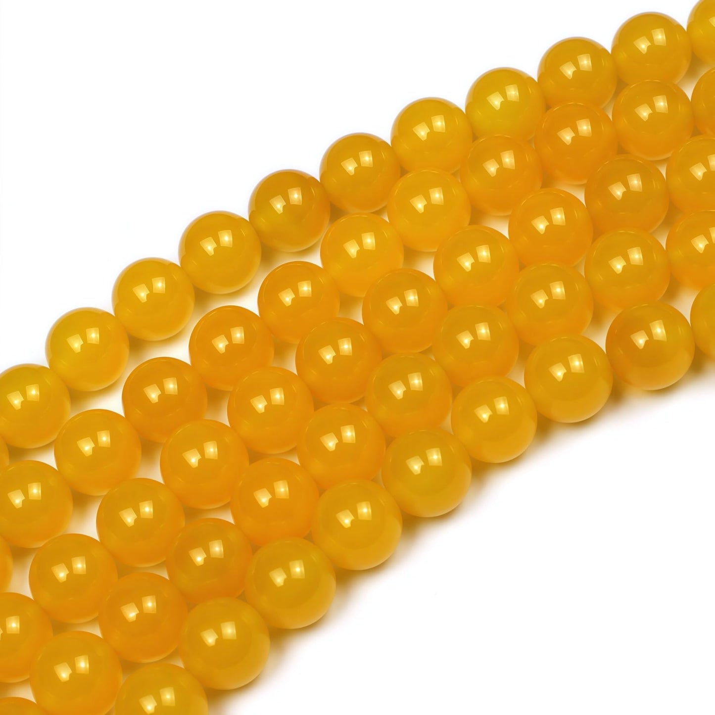 MJDCB 7A Round Natural Yellow Agate Beads Stone Loose Beads for Necklace Bracelet Charms Jewelry Making 15" (10mm)