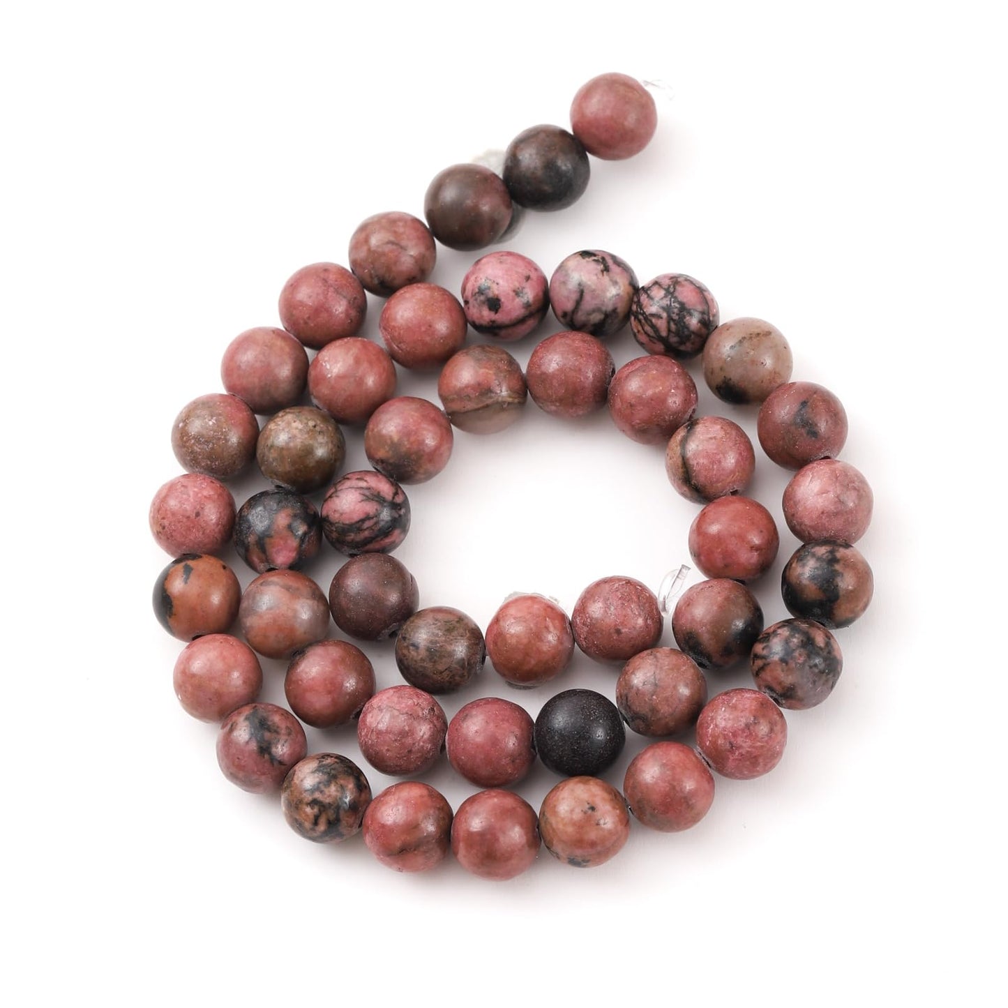 6mm 60pcs DIY Natural Black Line Rhodonite Stone Beads Round Healing Crystal Gemstone Loose Beads for Jewelry Making Handmade Bracelet Necklace