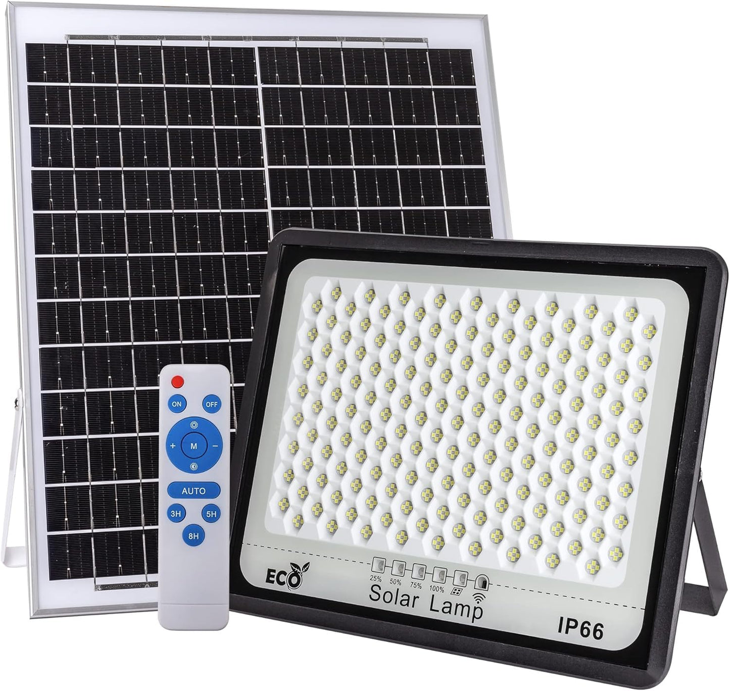 Stanlips 300W LED Solar Flood Lights, 25000MAH Street Flood Light Outdoor IP66 Waterproof with Remote Control Security Lighting for Parking Lot, Yard, Garden, Swimming Pool, Pathway (Modern, 300W)
