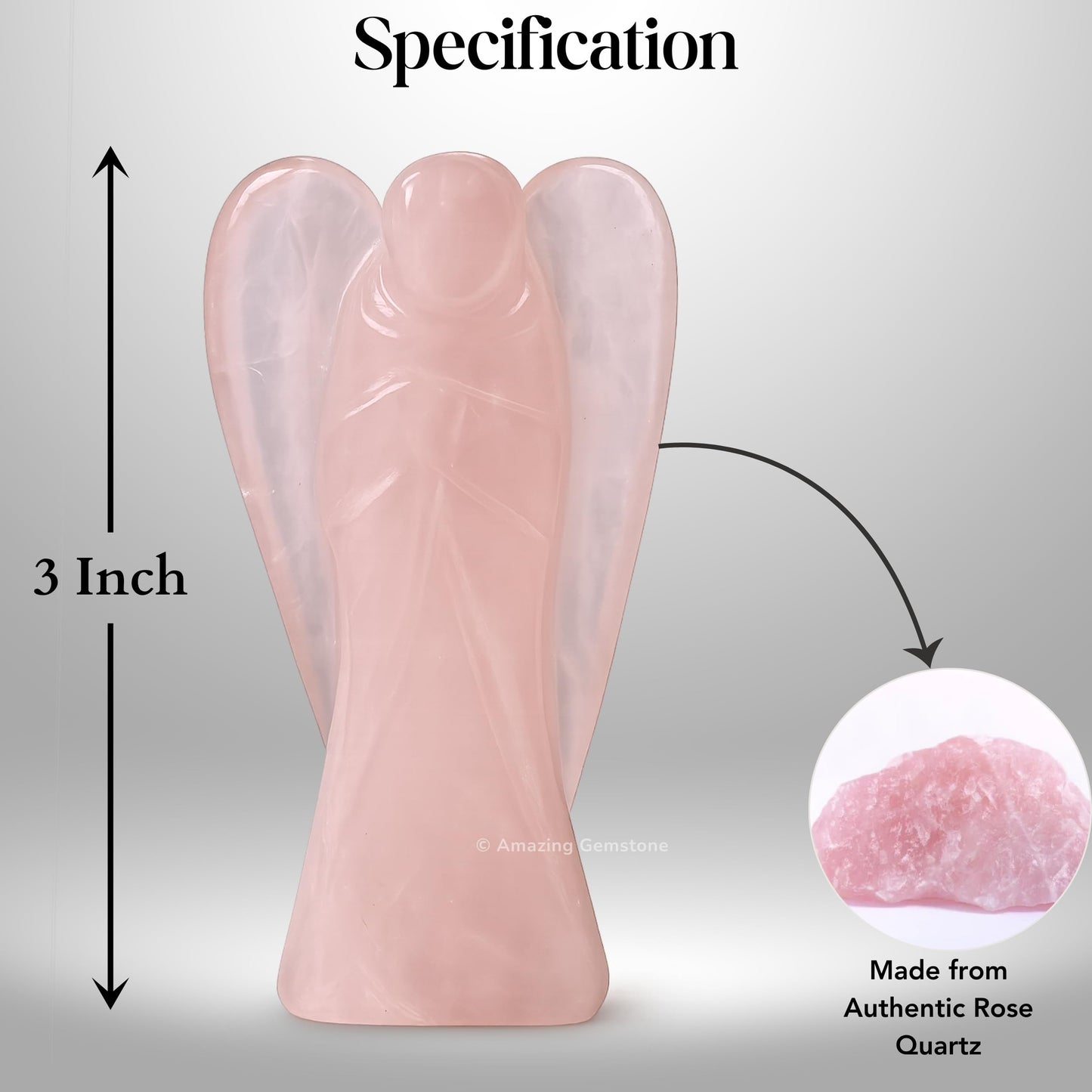 Amazing Gemstone Rose Quartz Angel - Rose Quartz Crystal Angel and Pocket Guardian Angel Crystal Figurines (3 inches)