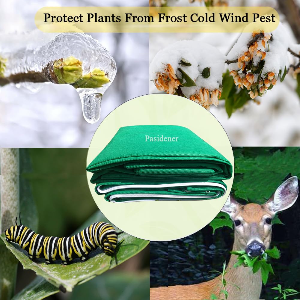 Pasidener Plant Covers Freeze Protection 2 Packs 90"X75" 2.2oz Tree Covers Frost Plant Covers Freeze Cloth for Outdoor Plants with Zipper Drawstring