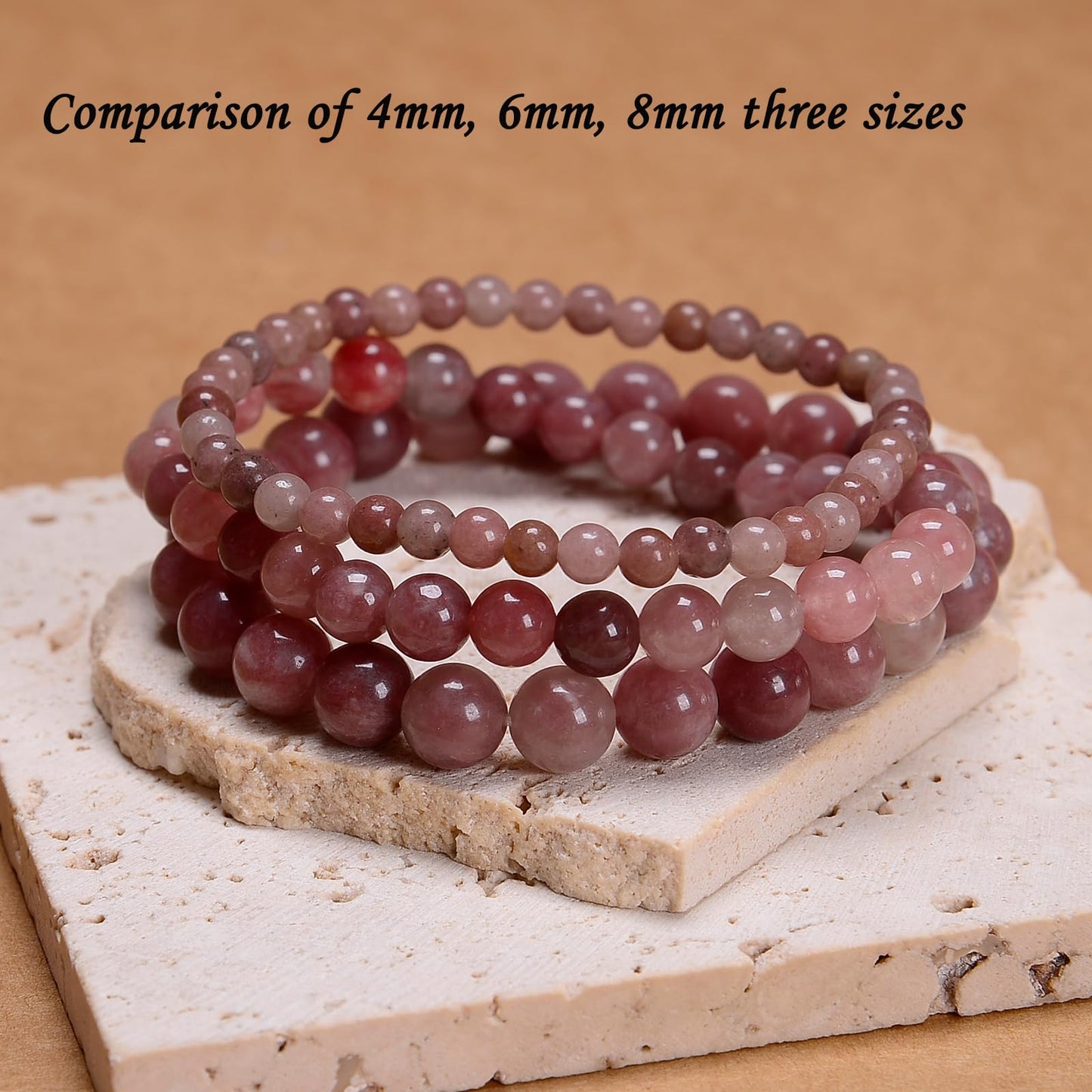CHCCOYE 6mm Natural Healing Gemstone Bracelet Handmade Yoga Stretch Elastic Bracelet Stress Relief Crystal Jewelry for Men and Women (6mm,Angel Quartz)