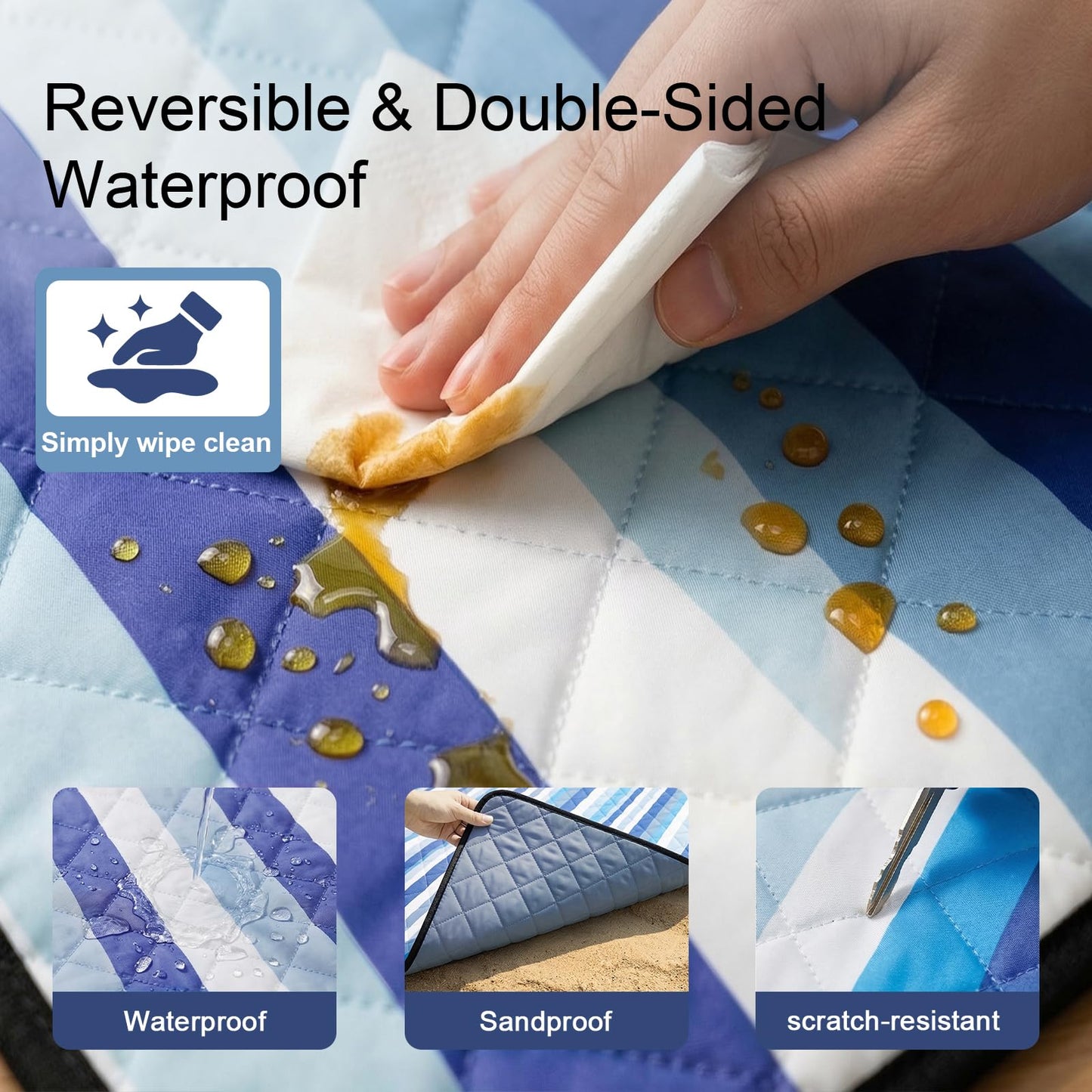 JACTUM 2 in 1 Tote Picnic Blanket Waterproof Outdoor Camping Mat,Large Capacity Beach Blanket 80''x80'' 7 Layers Easy to Foldable and Carry.