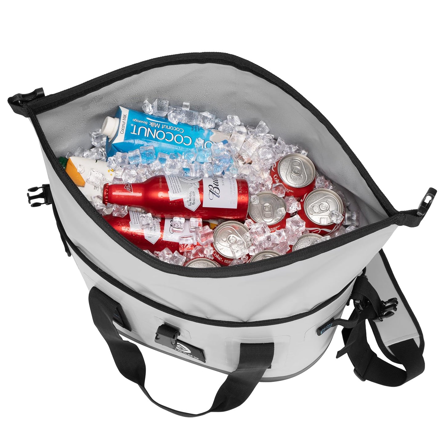 Vogano 40 Can Soft Cooler Bag - Insulated Leak-Proof Large Cooler Bag with Roll-Top Waterproof Seal | Portable Ice Chest for Camping, Beach, Travel, Picnics | 24HR Cold Retention (Gray)
