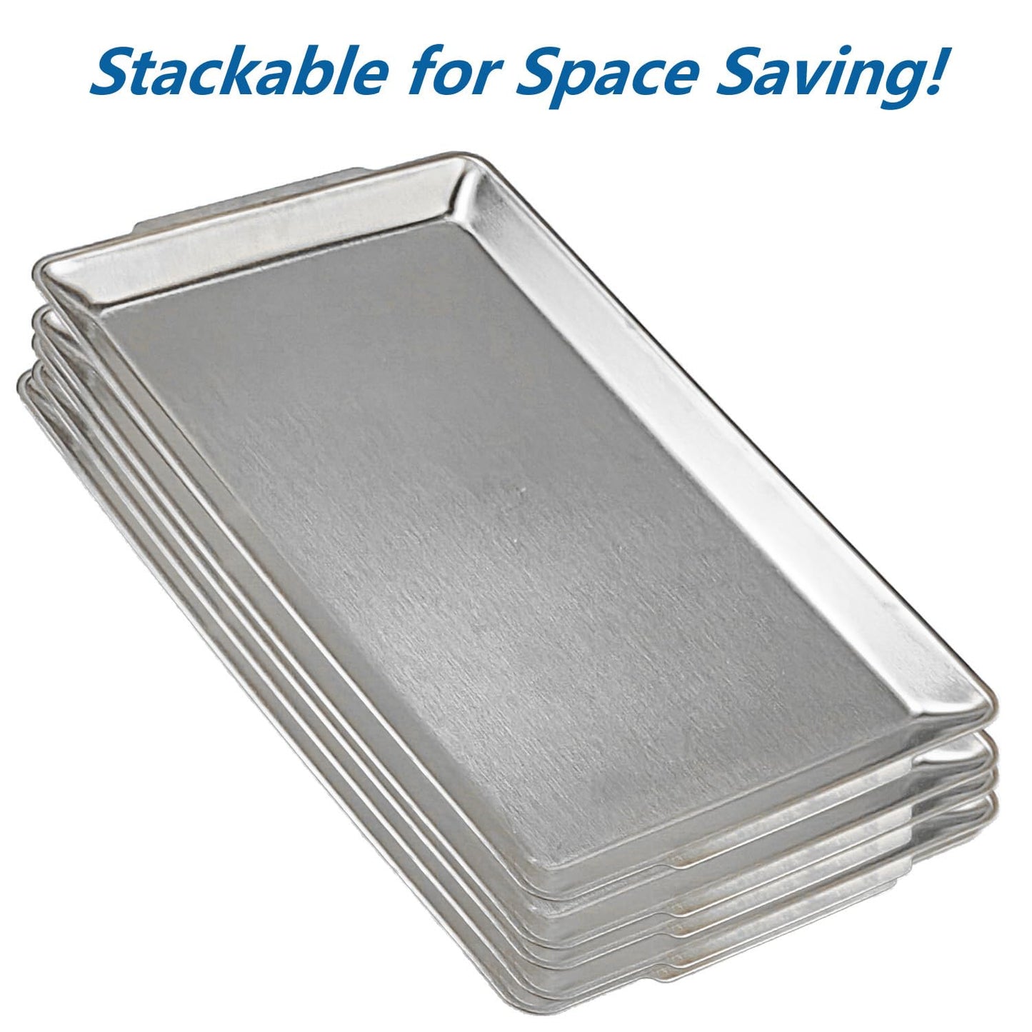 15.8" x 9.5" Large Serving Platters, Stainless Steel Heavy-Duty Large Serving Trays, Silver Rectangular Plates for Food, Fruit, Party, Wedding, Christmas, Chip and Scratch Resistant