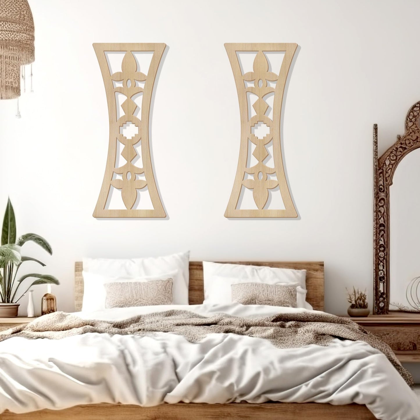Zzbakress 2 Pcs Mid Century Modern Wall Decor Wooden Abstract Geometric Art for Home Living Room Bedroom (Style Q)