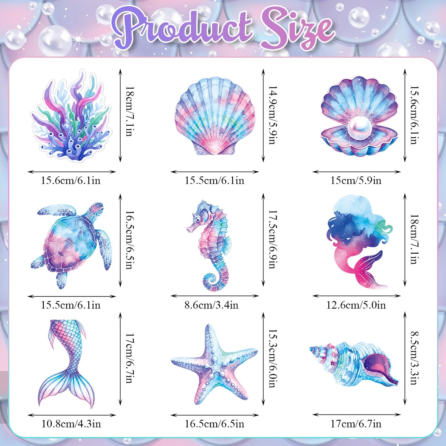 Mermaid Hanging Swirls, 36Pcs Mermaid Ceiling Streamers Sea Creature Hanging Decorations for Ocean Mermaids Theme Party Supplies