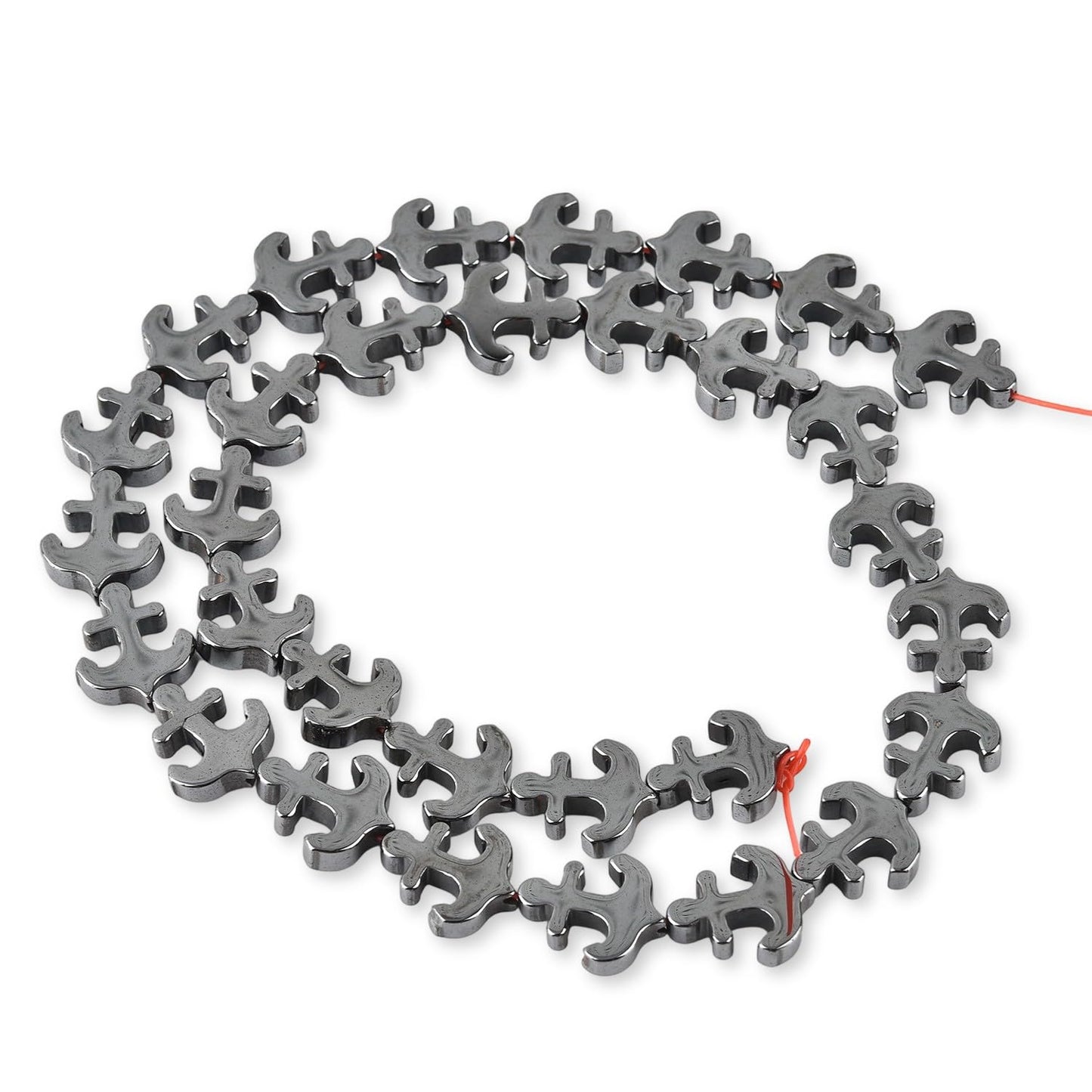 HAAMIIQII 30pcs 11x13mm Natural Black Hematite Loose Gemstone Beads Anchor Shape Spacer Stone Beads for Jewelry Making DIY Bracelets Necklaces Crafting
