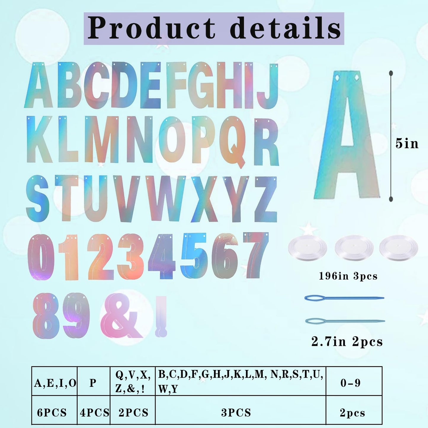 116 Pcs DIY Glitter Custom Banner Kit - Custom Banner Including 111 Letters and Numbers, 3 Rope and 2 Threading Device for Personalized Decor for Birthday