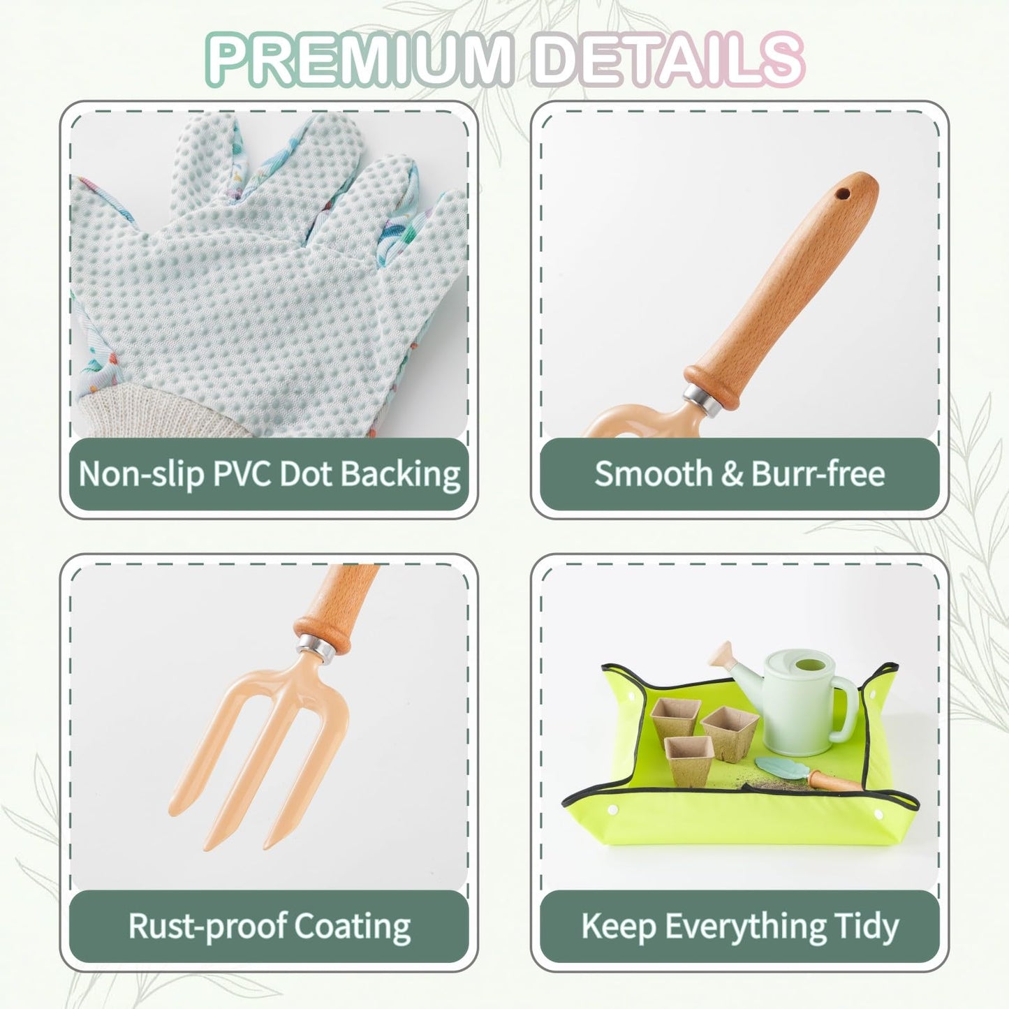 Kids Gardening Set Toys, Garden Tool for Kid with Tote Bag, Repotting Mat, Trowel, Shovel, Fork, Rake, Watering Can and Gloves, Montessori Toy for Kids, Outdoor Toys Gift for Toddlers Boys Girls