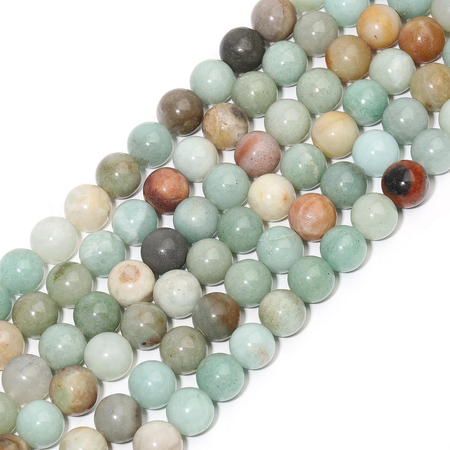Yochus 45pcs Polish Amazonite Beads，8mm Healing Power Natural Stone Round Loose Gemstone Beads for Jewelry Making Earring Necklace DIY Crafts