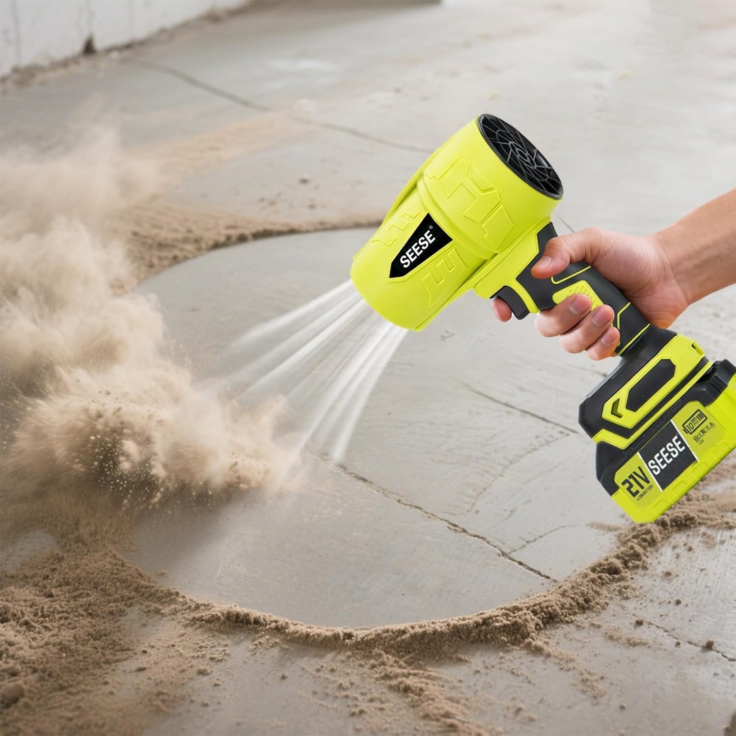 SEESE Turbo Jet Leaf Blower: Cordless Leaf Blower for Yard Leaves, Driveway Sand & Car Drying - 450 CFM High Speed with Ergonomic Handle for Easy Operation