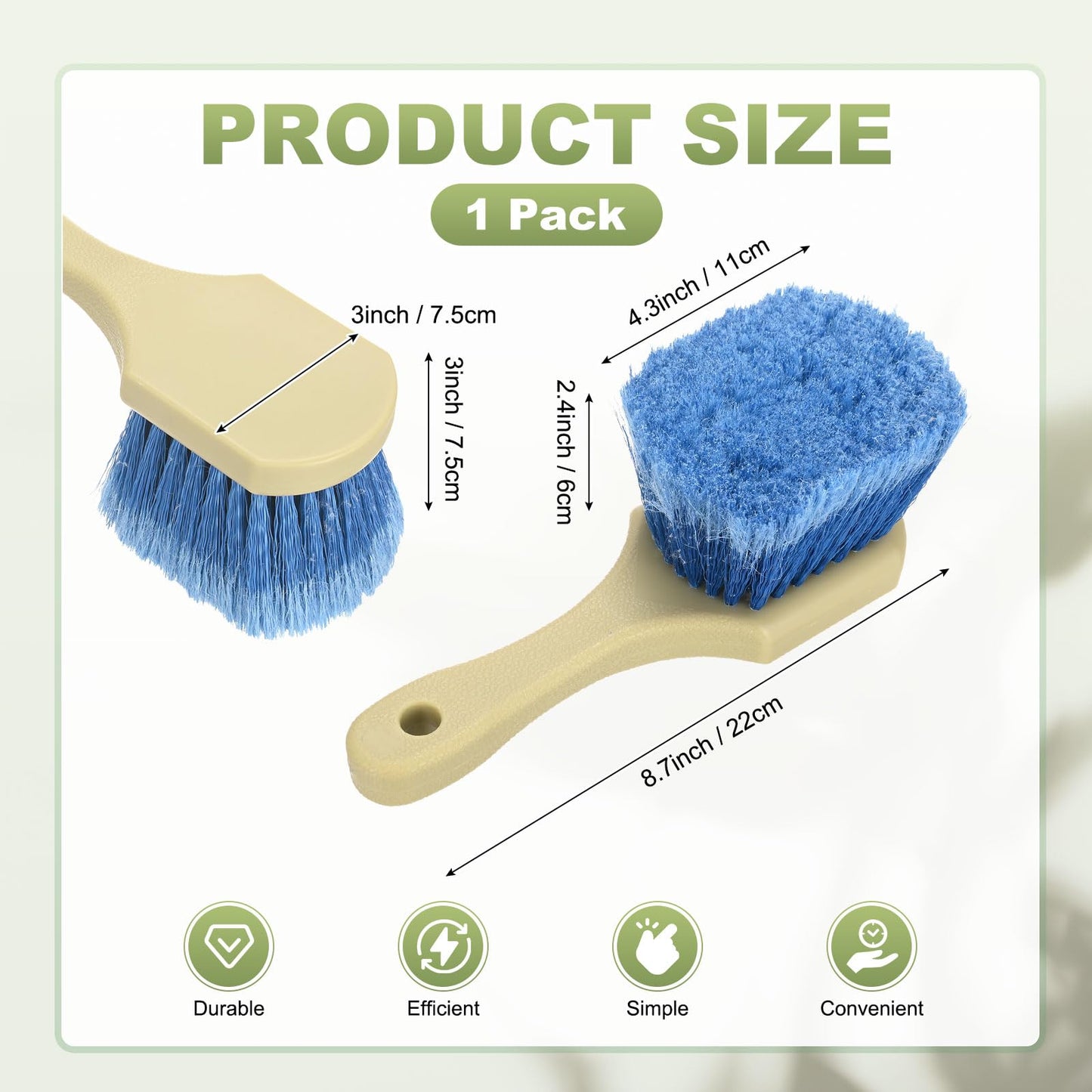M METERXITY 1-Pack Bird Bath Cleaning Brush, 8.7" Plastic Bird Bath Cleaner with Ergonomic Handle for Fountain/Feeder/Outdoor Cleaning, Utility Hard Stiff Bristle Scrub [Beige Handle, Blue]