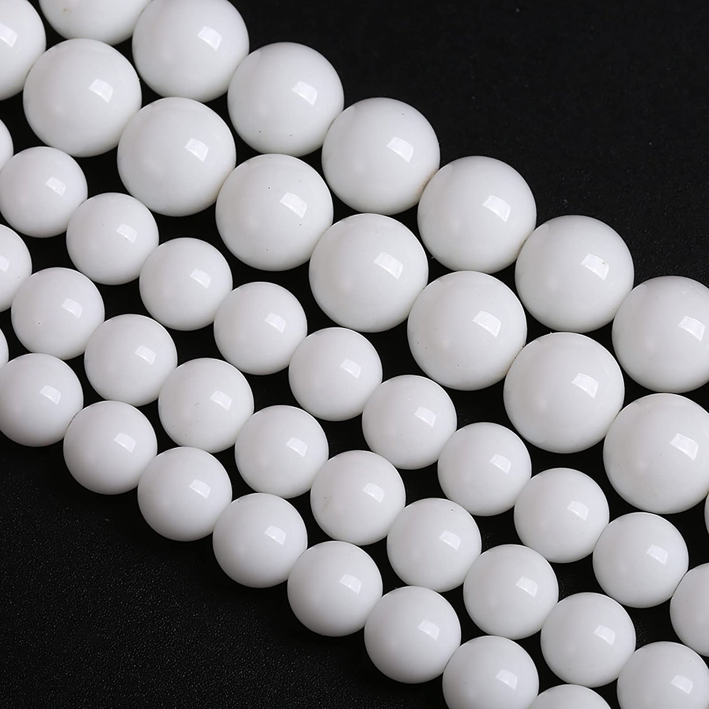 6mm 60PCS White Porcelain Agate Round Spacer Loose Beads for Jewelry Making DIY Bracelet Necklace 15 inches