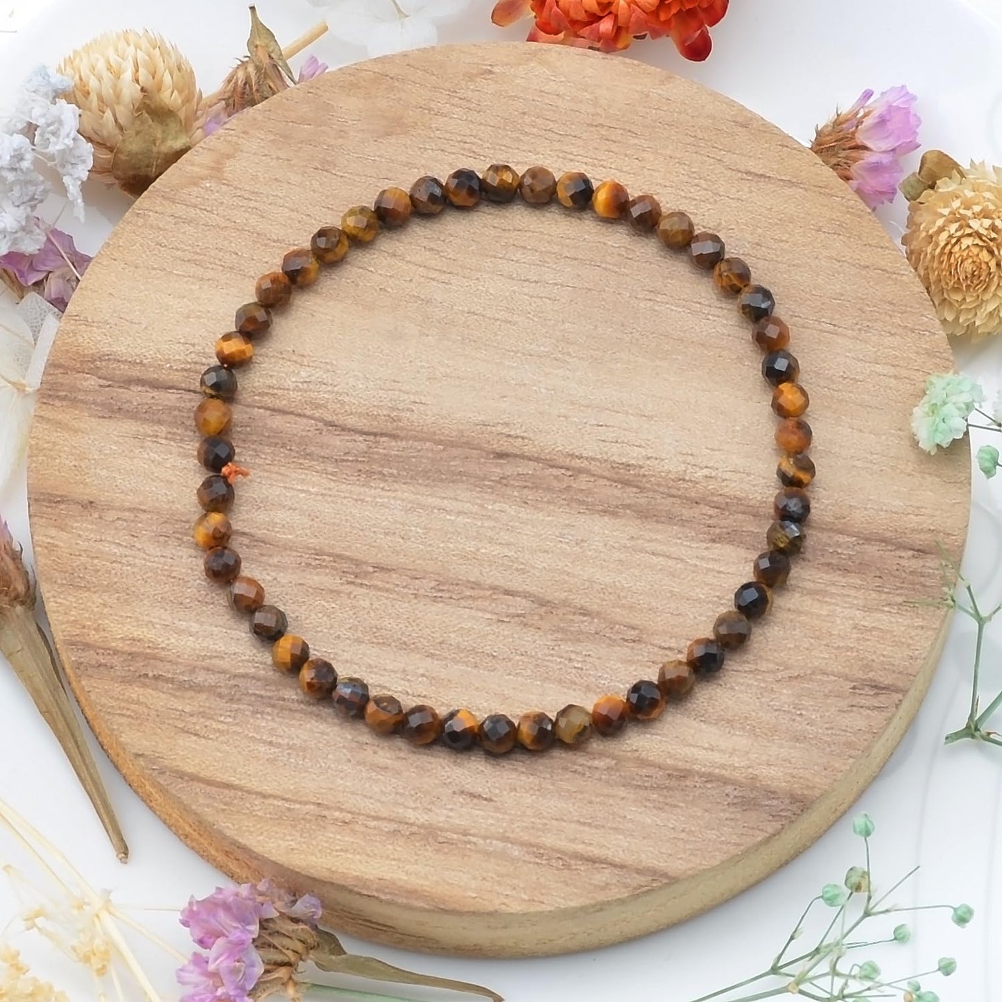 MASSIVE BEADS Natural Genuine Gemstone Beads Healing Crystal Chakra Reiki Jewelry Faceted Round Beads Bracelets (Yellow Tiger's Eye, 3mm)