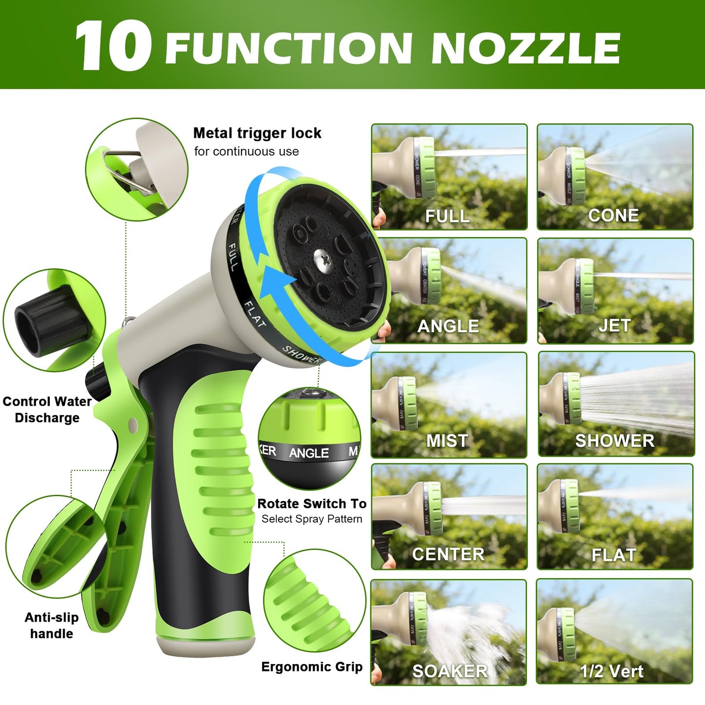 Togake Metal Garden Hose 75 ft Stainless Steel Heavy Duty Water Hose with 10 Function Nozzles Flexible Lightweight Kink-Free Leakproof Sturdy Hoses Pipe 3/4" Brass Fitting for Outdoor Yard Lawn RV