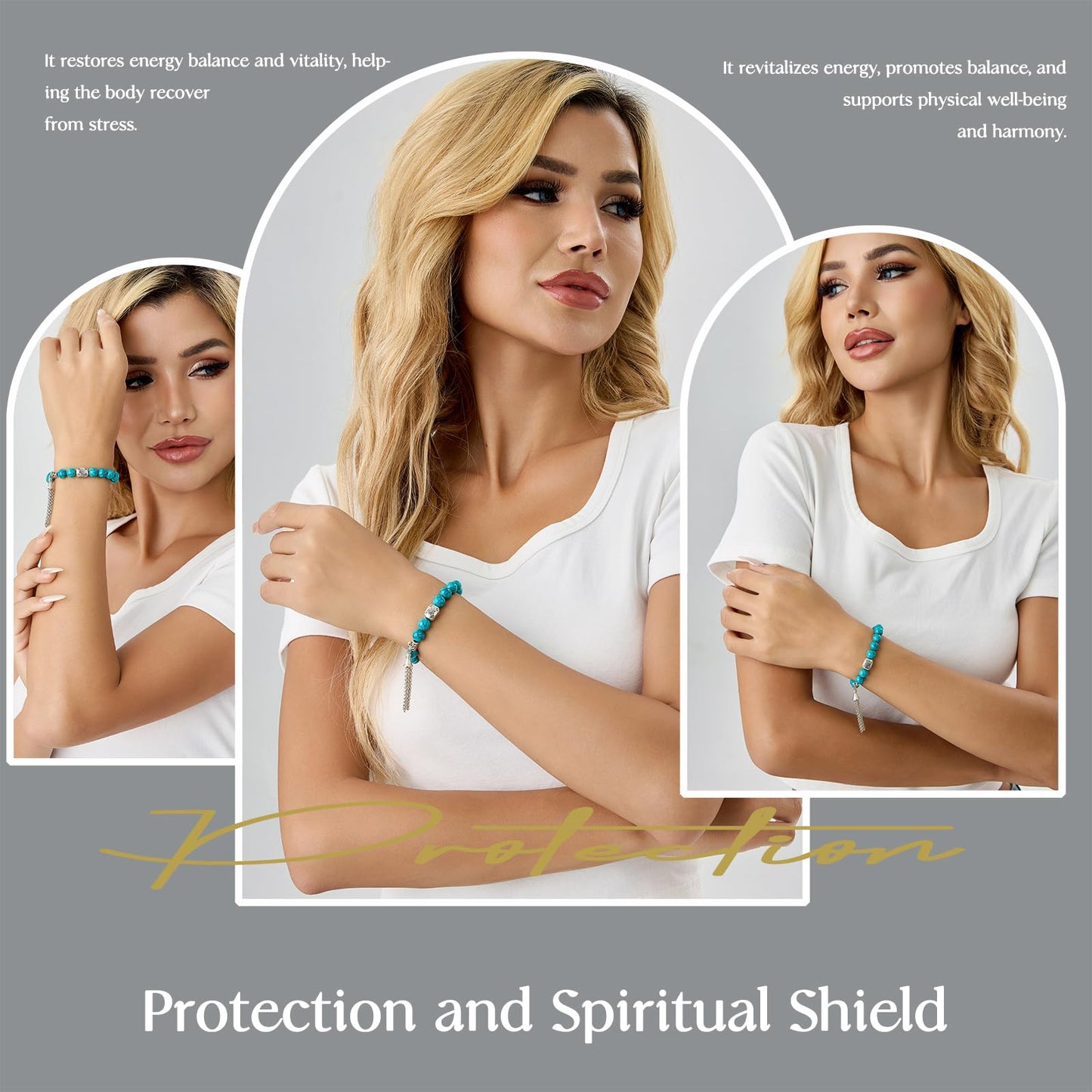 BaronCara Turquoise Healing Crystal Bracelet - Chakra Blessing & Protection Jewelry for Women